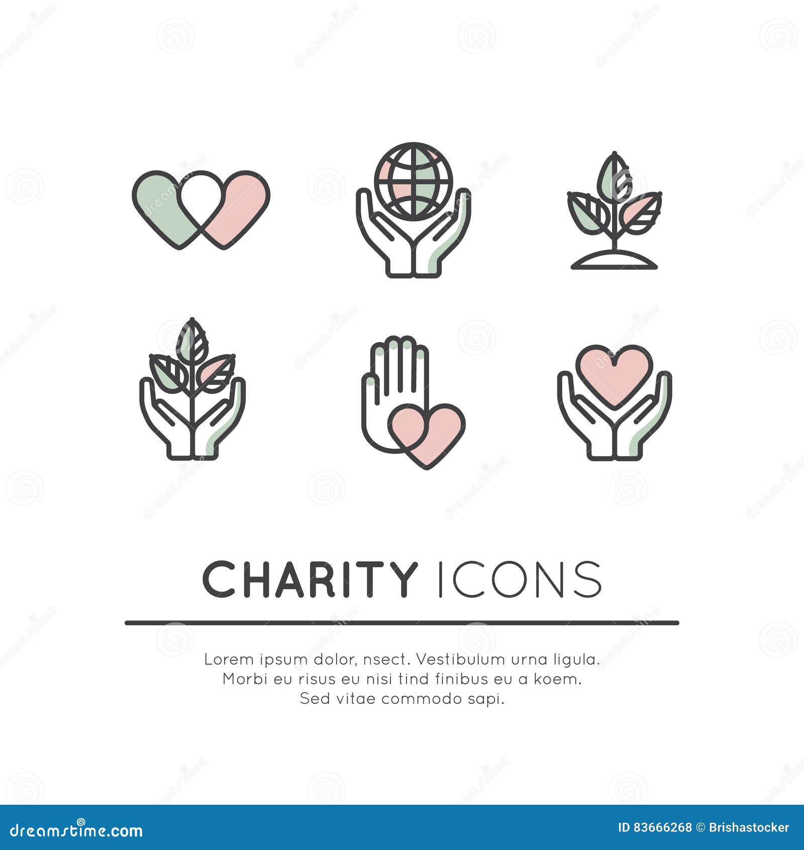 icon set of graphic s for nonprofit organizations and donation centre