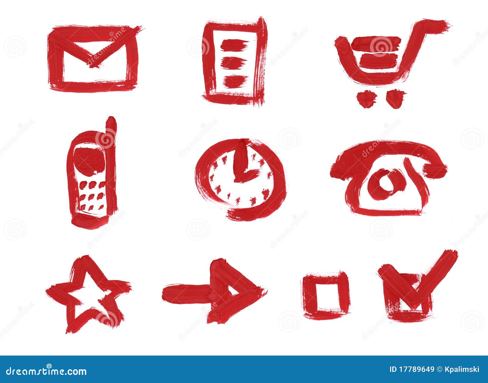 Icon Set. Mail, Cart, Clock, Phone Stock Illustration Illustration of