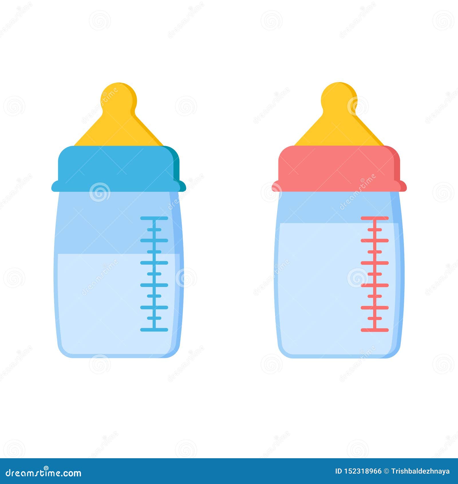 Download Icon Set Of Scalable Plastic Or Glass Baby Bottles With Milk Or Water Stock Vector Illustration Of Glass Drink 152318966