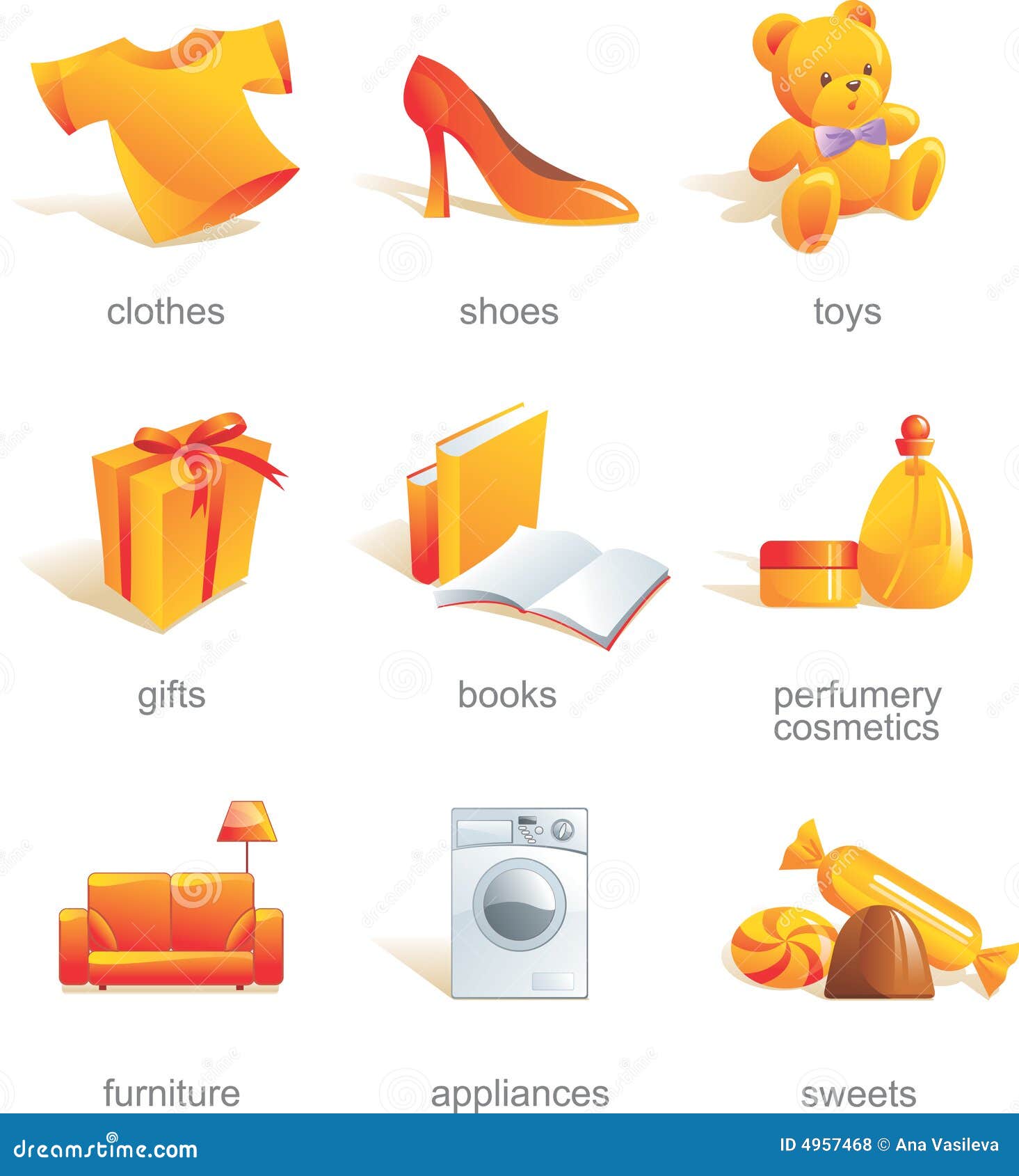 Icon Set. Shopping Items Royalty Free Stock Photos - Image 