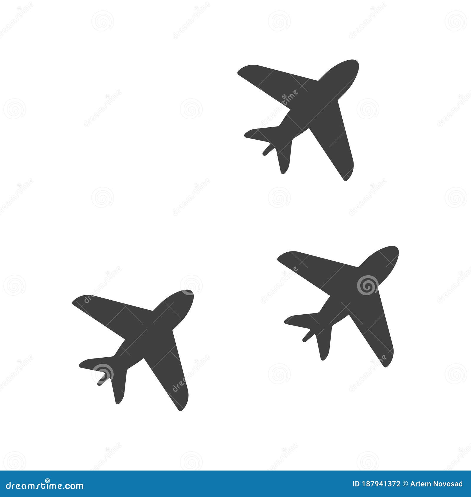 Icon of Several Airplanes Flying in One Direction. Simple Glyph Image ...