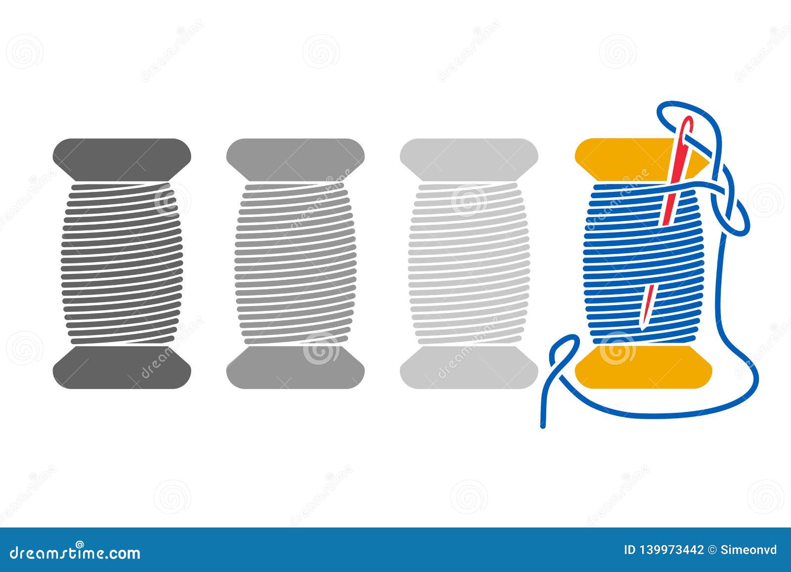 Icon Sewing Thread on Spools. Vector Isolated Coil. Silhouette Stock ...