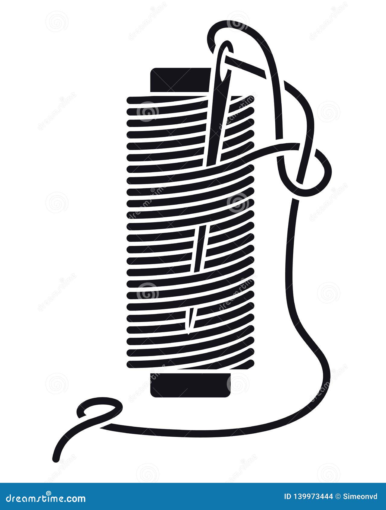 Icon Sewing Thread On Spools. Vector Isolated Coil. Silhouette