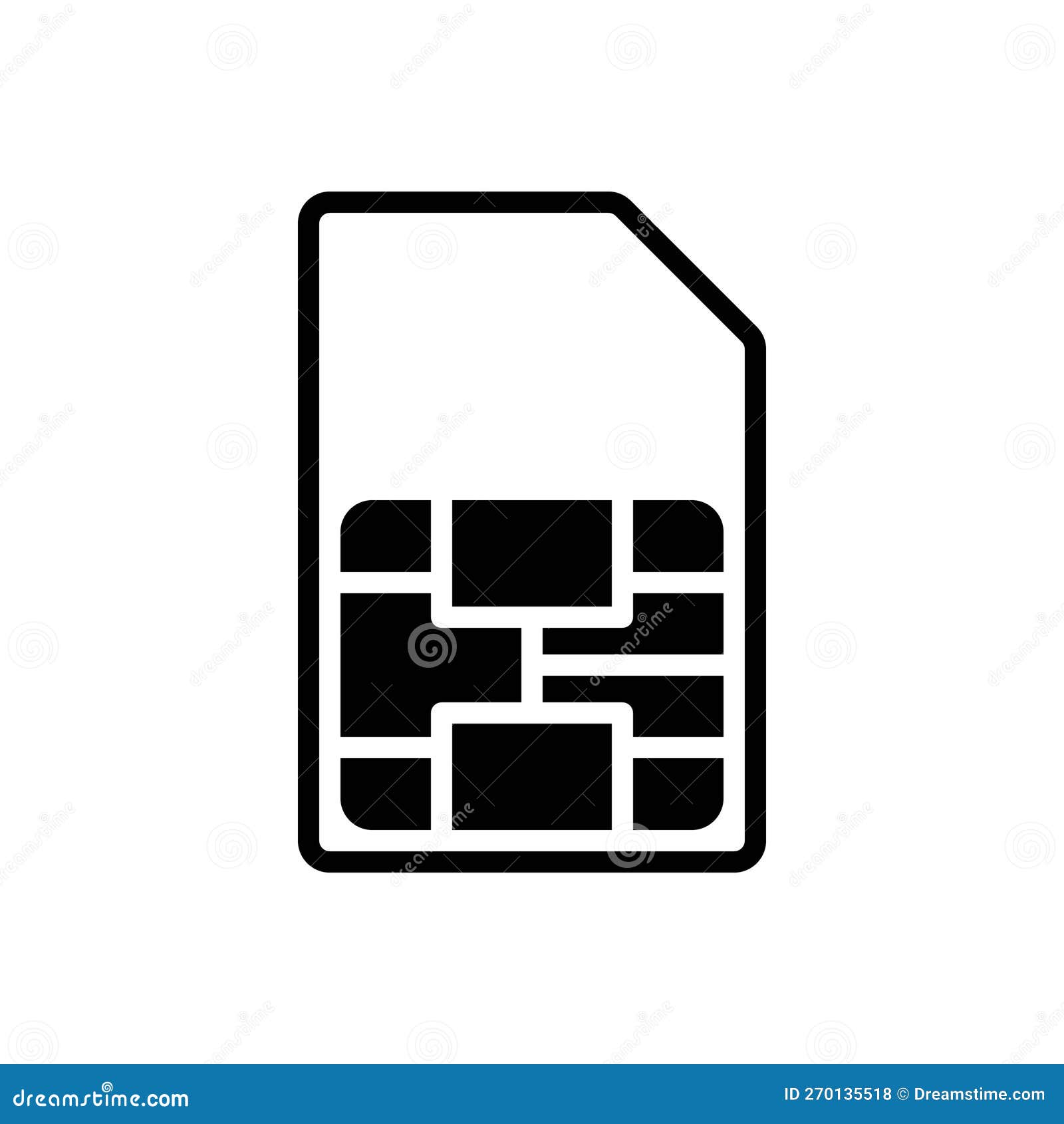 Black Solid Icon for Sim, Sim Card and Chip Stock Vector Illustration