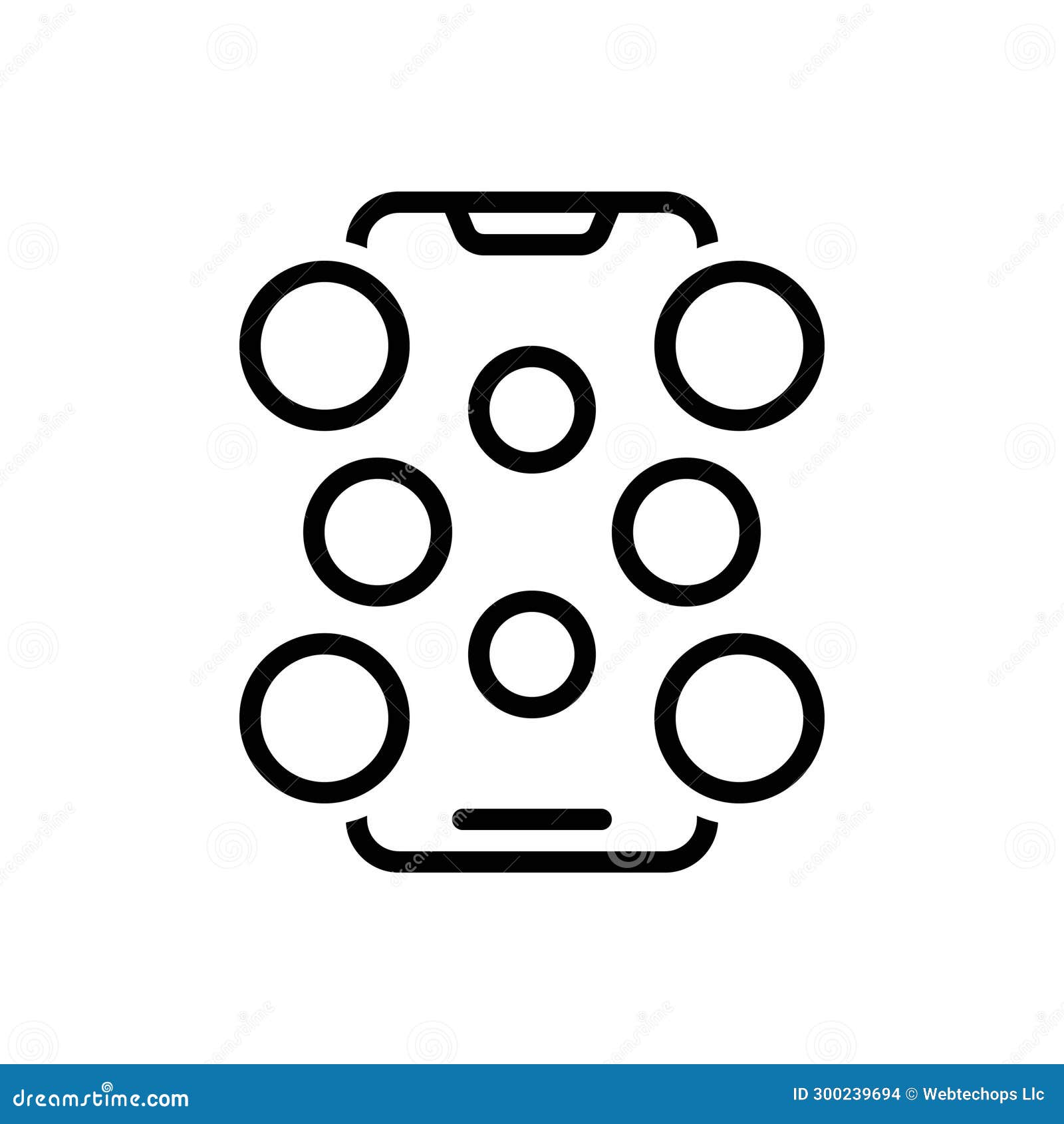 black line icon for social, phone and collection