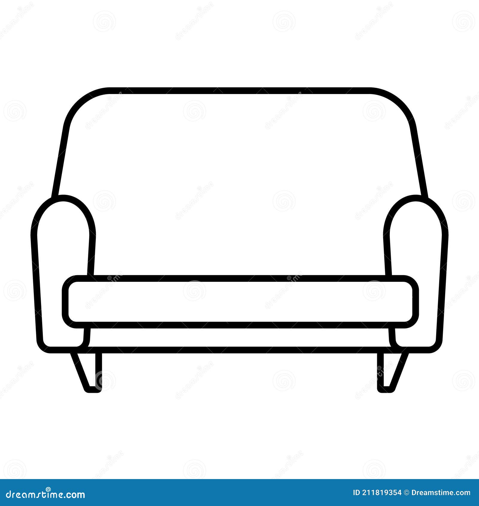 couch clipart black and white