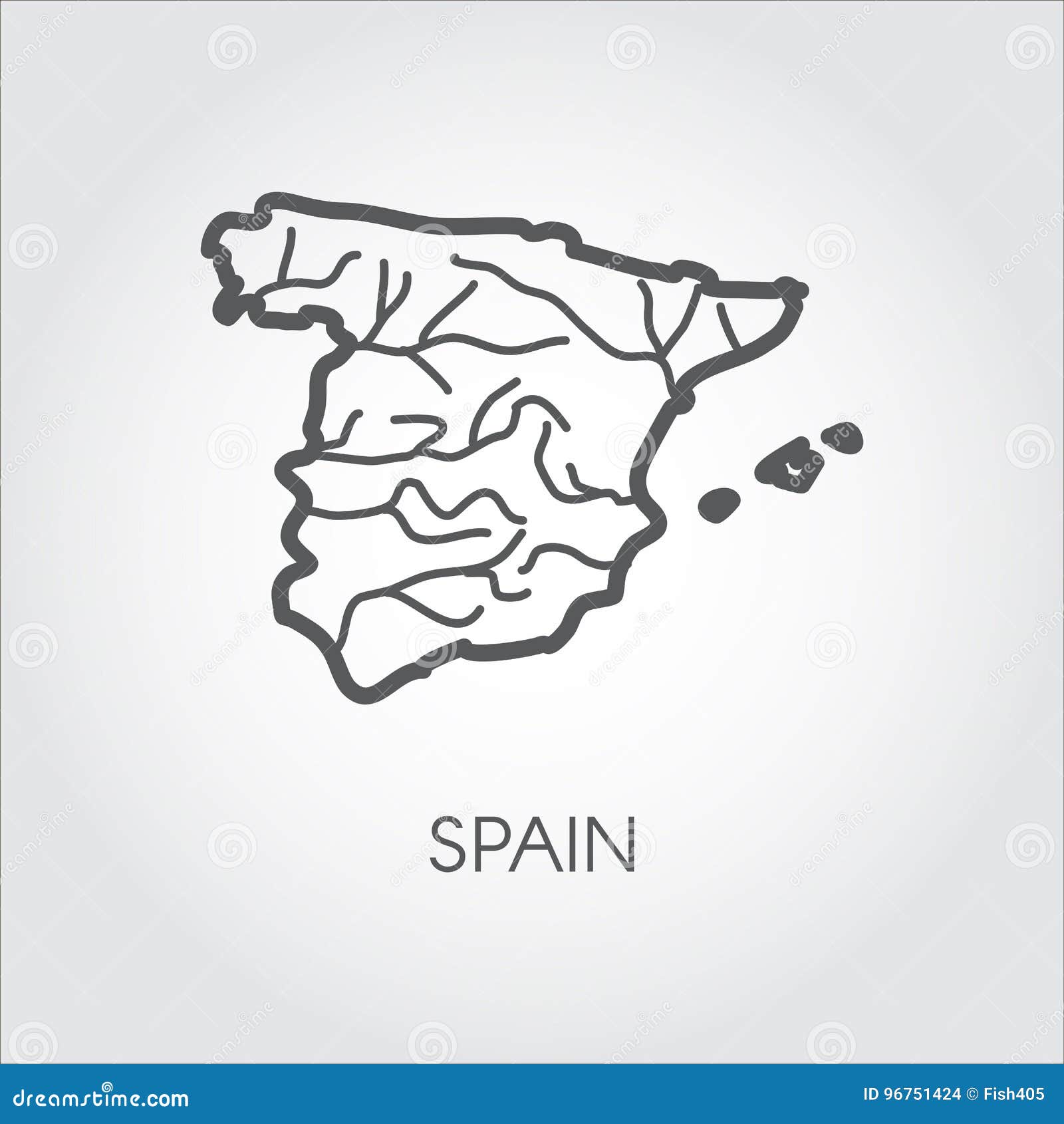 icon of spain country. graphic map in linear style for geography, cartography, education projects and other  needs