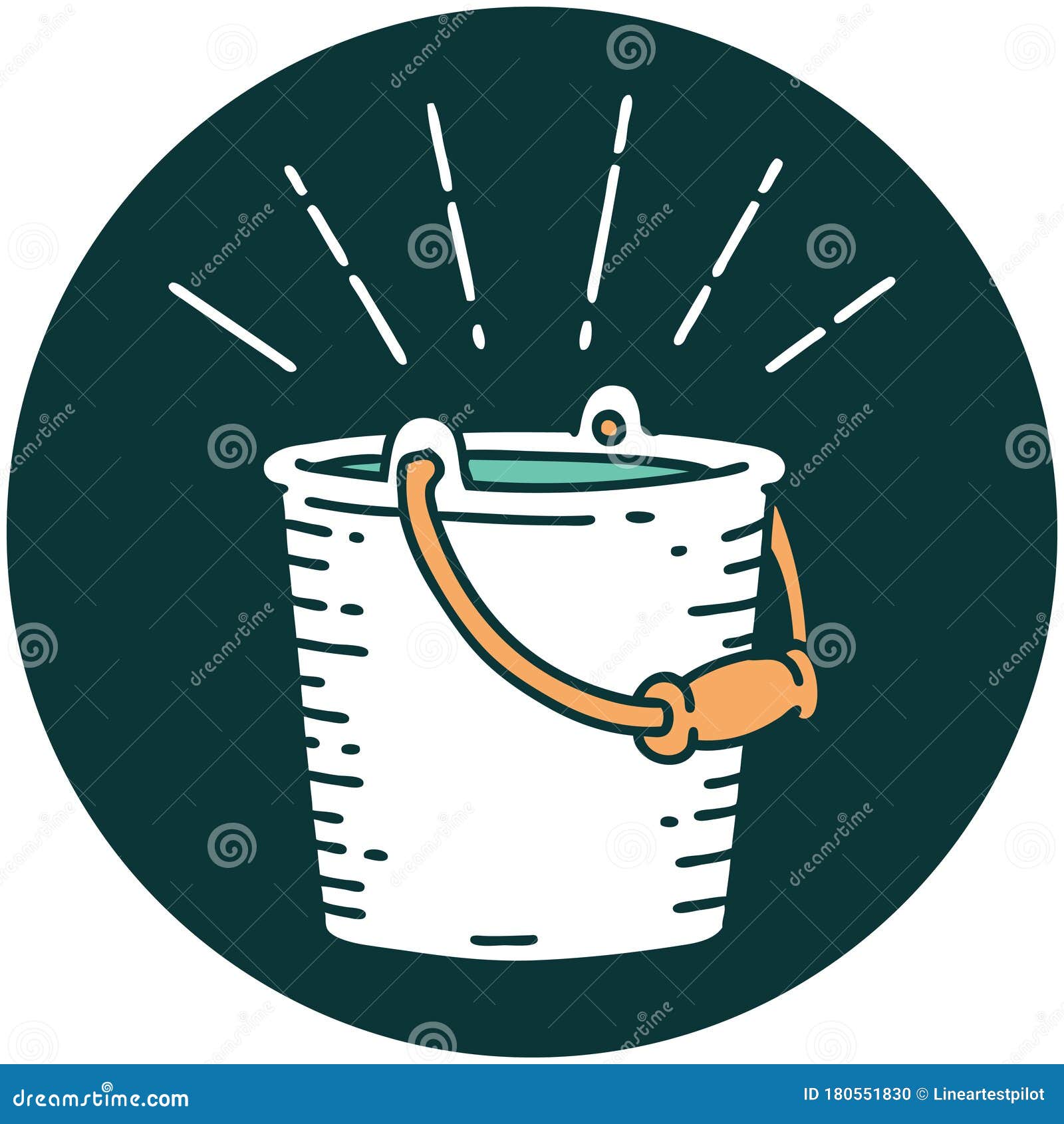 Icon of Tattoo Style Bucket of Water Stock Vector Illustration of