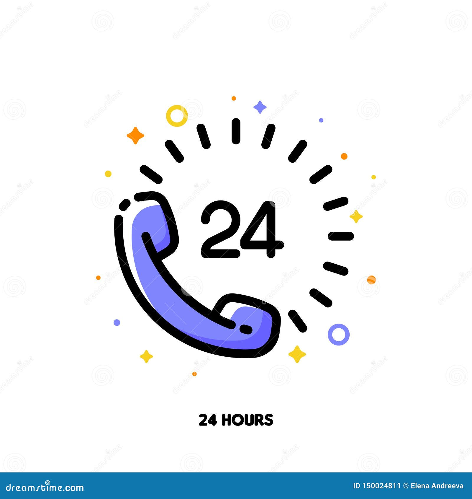 Icon Of Telephone Handset With Number 24 As 24 Hours Open Customer Service Or Express Delivery For Help And Support Concept Stock Vector Illustration Of 64x64 Editable 150024811