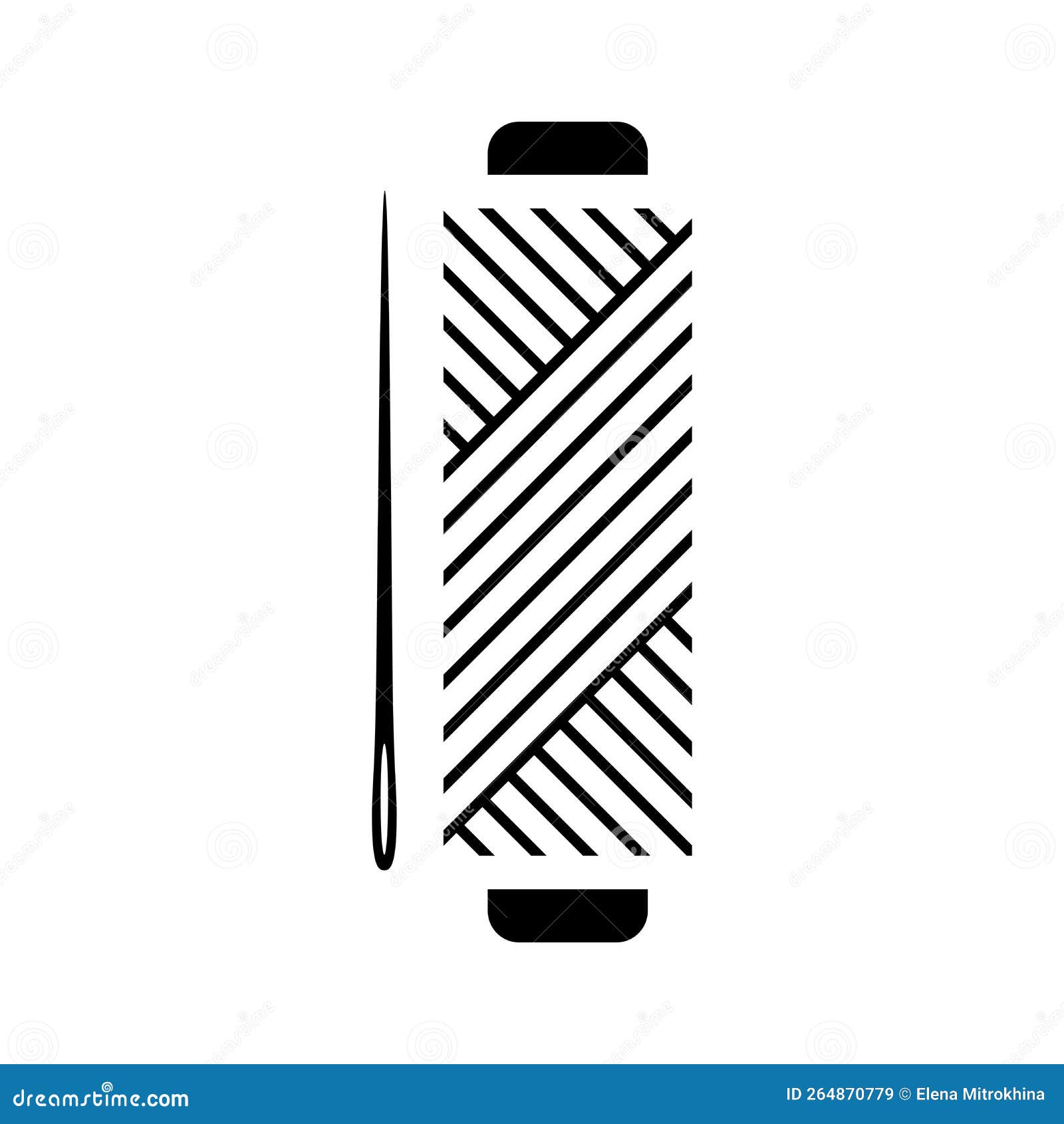 Icon Thread with a Needle. Bobbin Thread and Sewing Needle Stock Vector