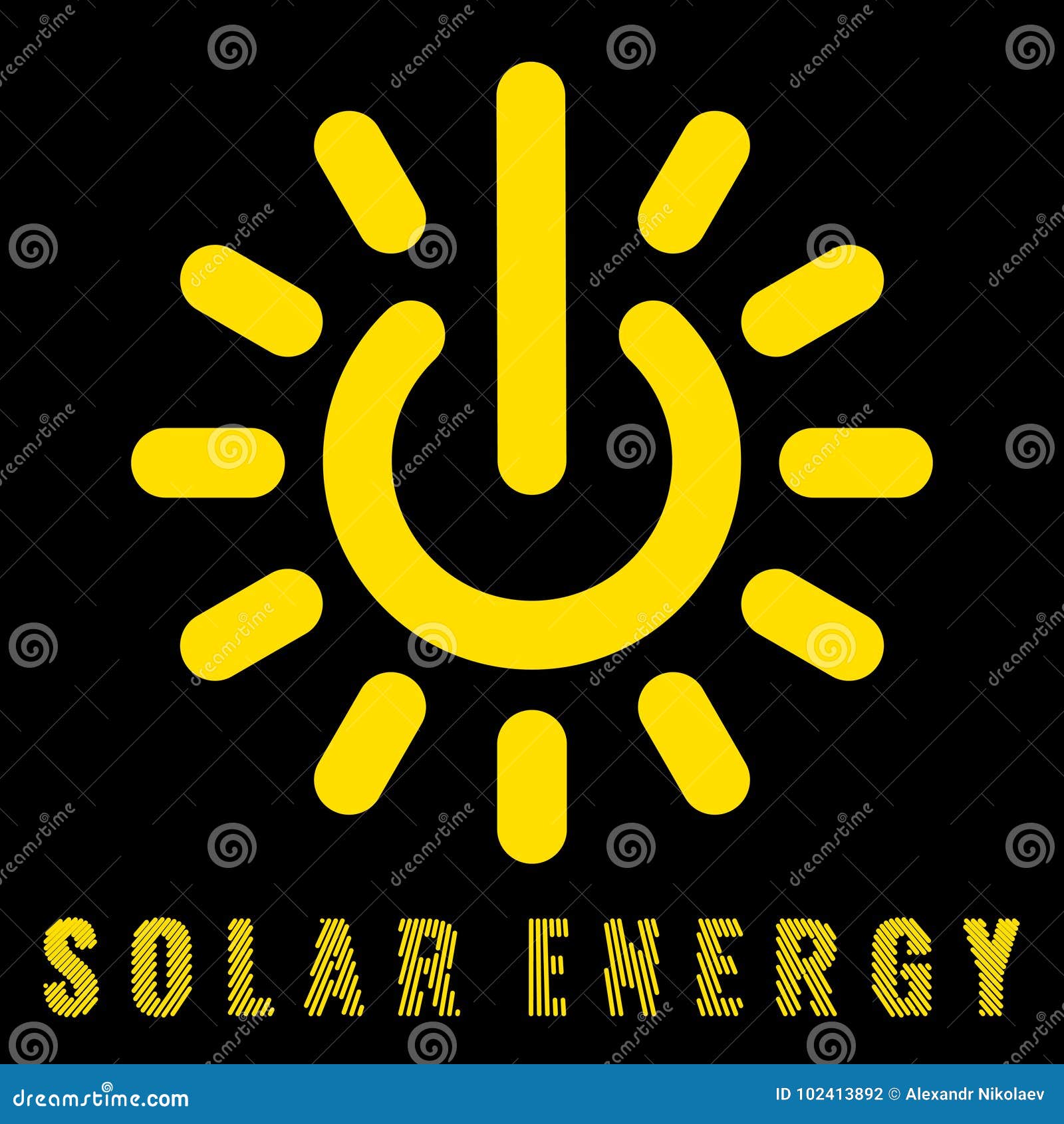 icon uniting the sun and power signs denoting the solar energy