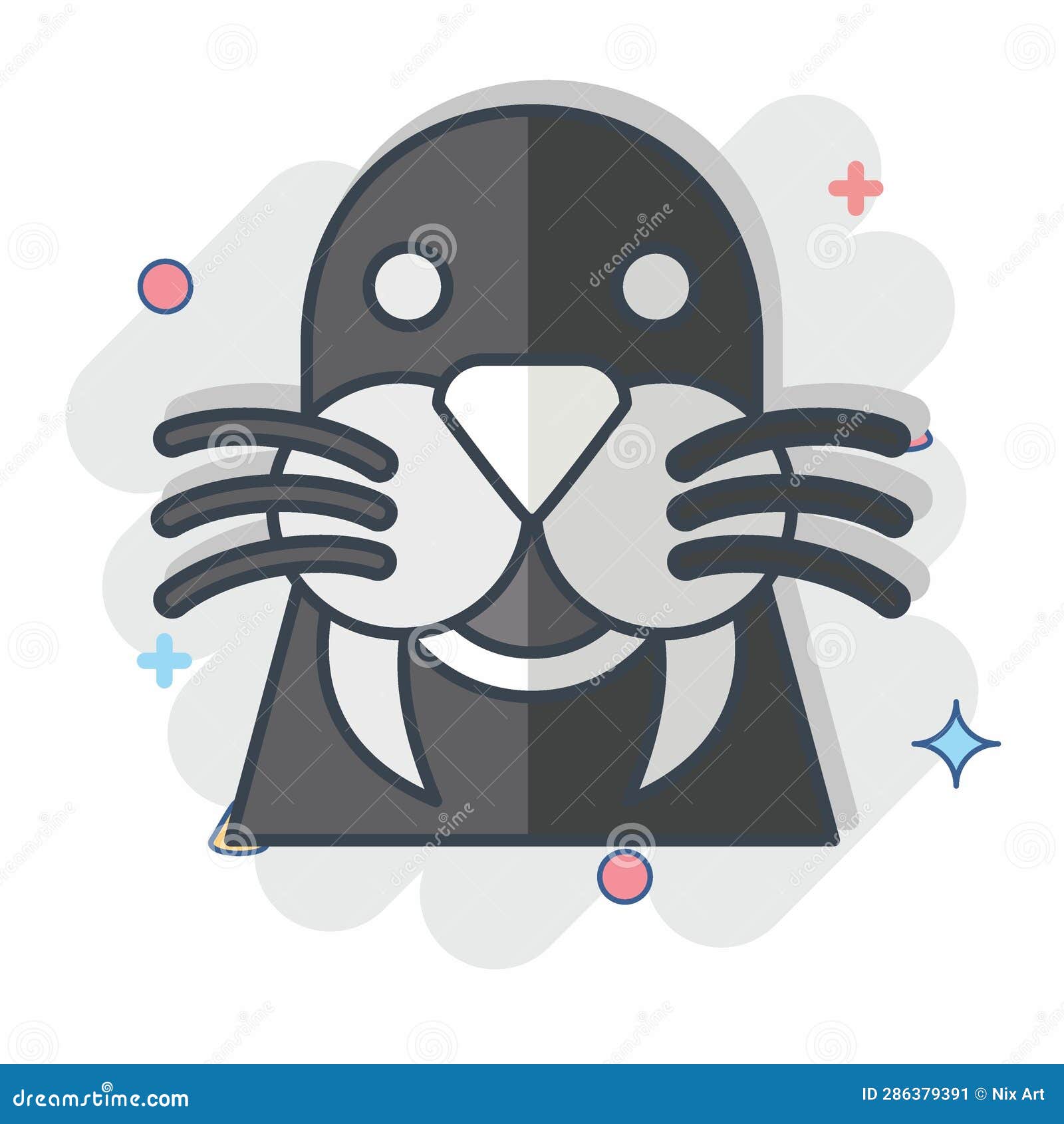 icon walrus. related to animal . comic style. simple  editable. simple 