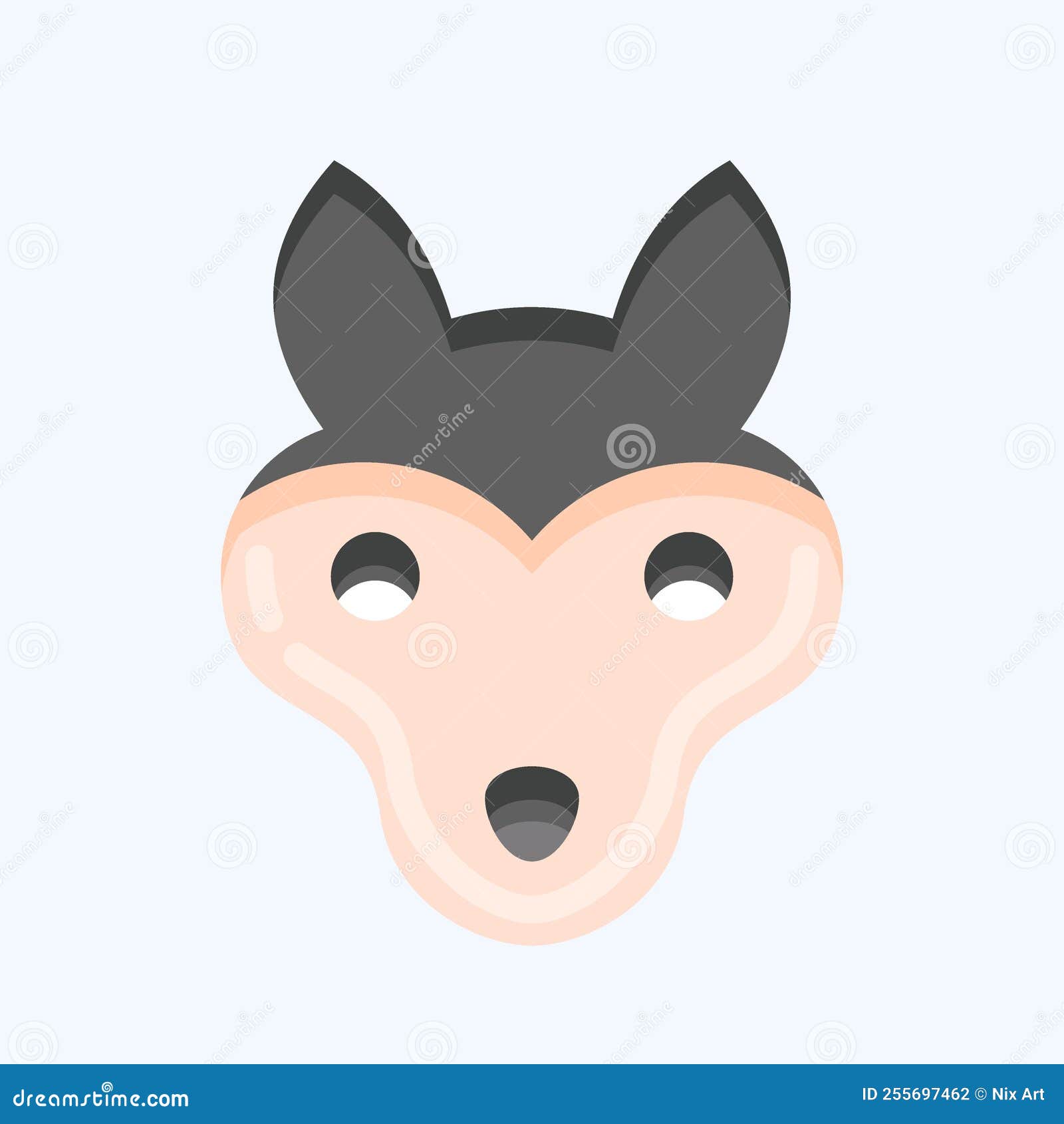 icon wolf. related to animal head . flat style. simple  editable. simple . cute. education