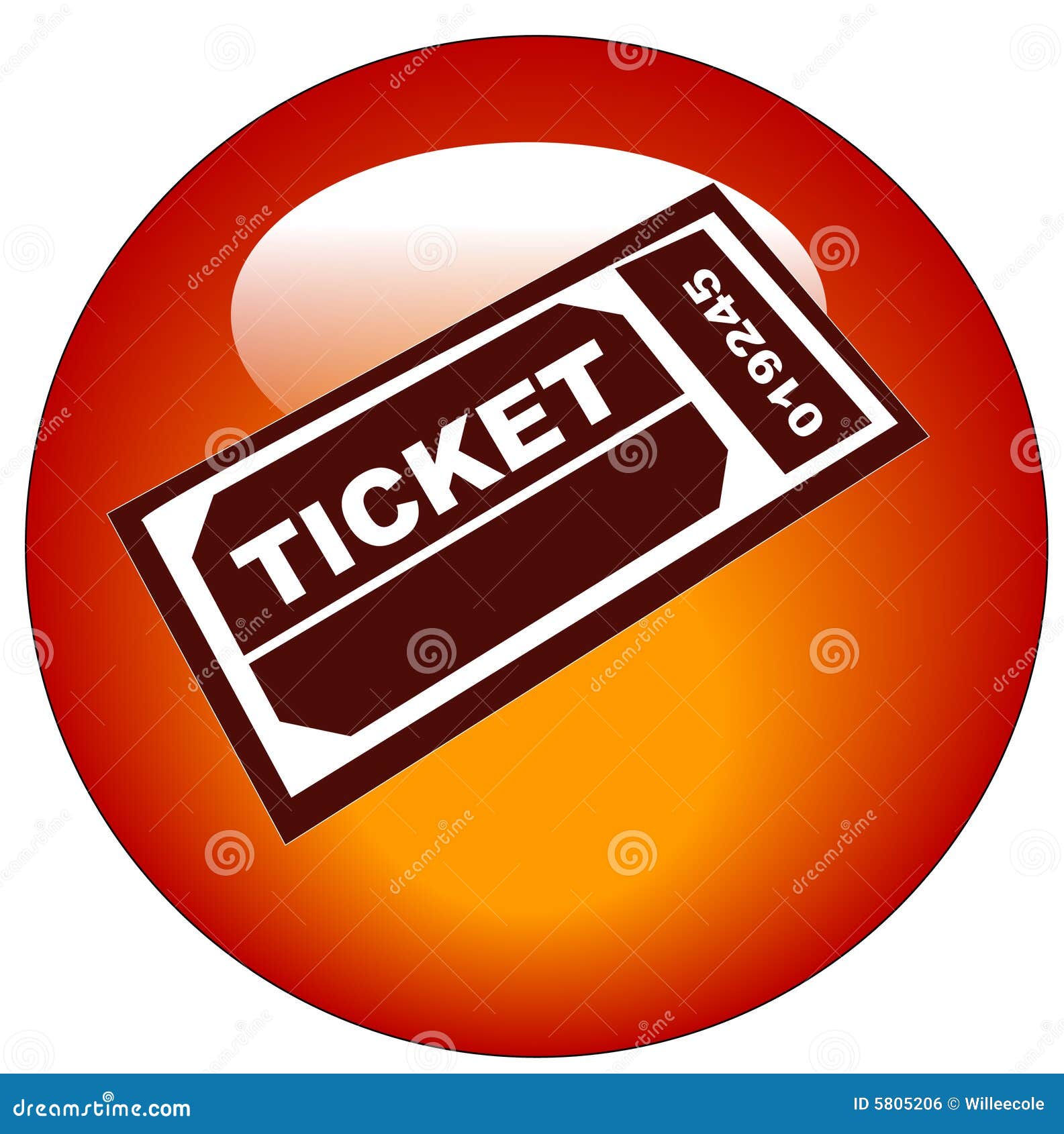 Icona del biglietto di ammissione. Icona o tasto rossa e bianca di Web del biglietto di ammissione