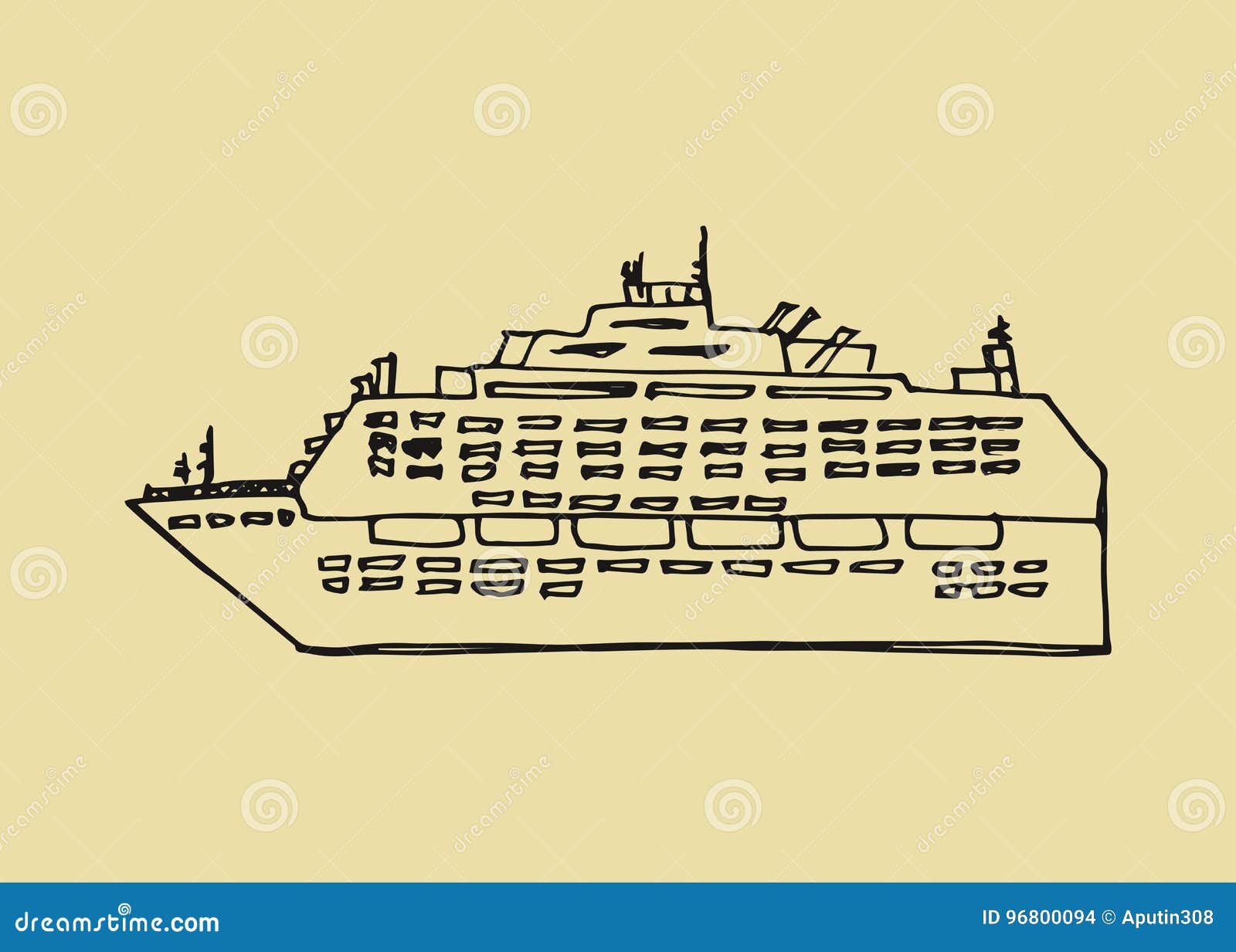 Icona Della Fodera Di Crociera Illustrazione Di Vettore Di Colore Disegno Della Mano Di Schizzo Illustrazione Vettoriale Illustrazione Di Nave Transatlantico