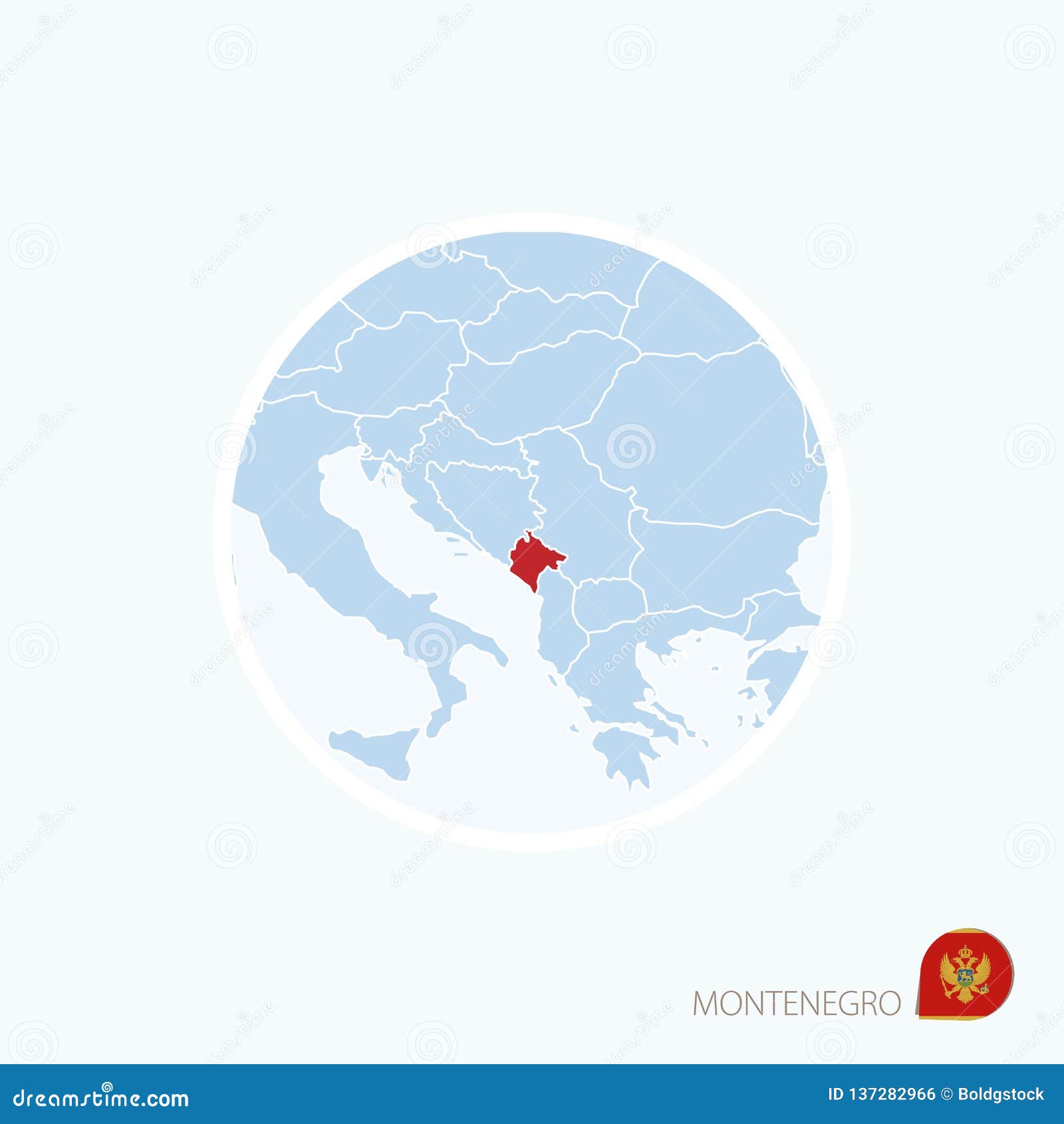 Icona Della Mappa Del Montenegro Mappa Blu Di Europa Con Il Montenegro Evidenziato Nel Colore Rosso Illustrazione Vettoriale Illustrazione Di Icona Bandierina 137282966