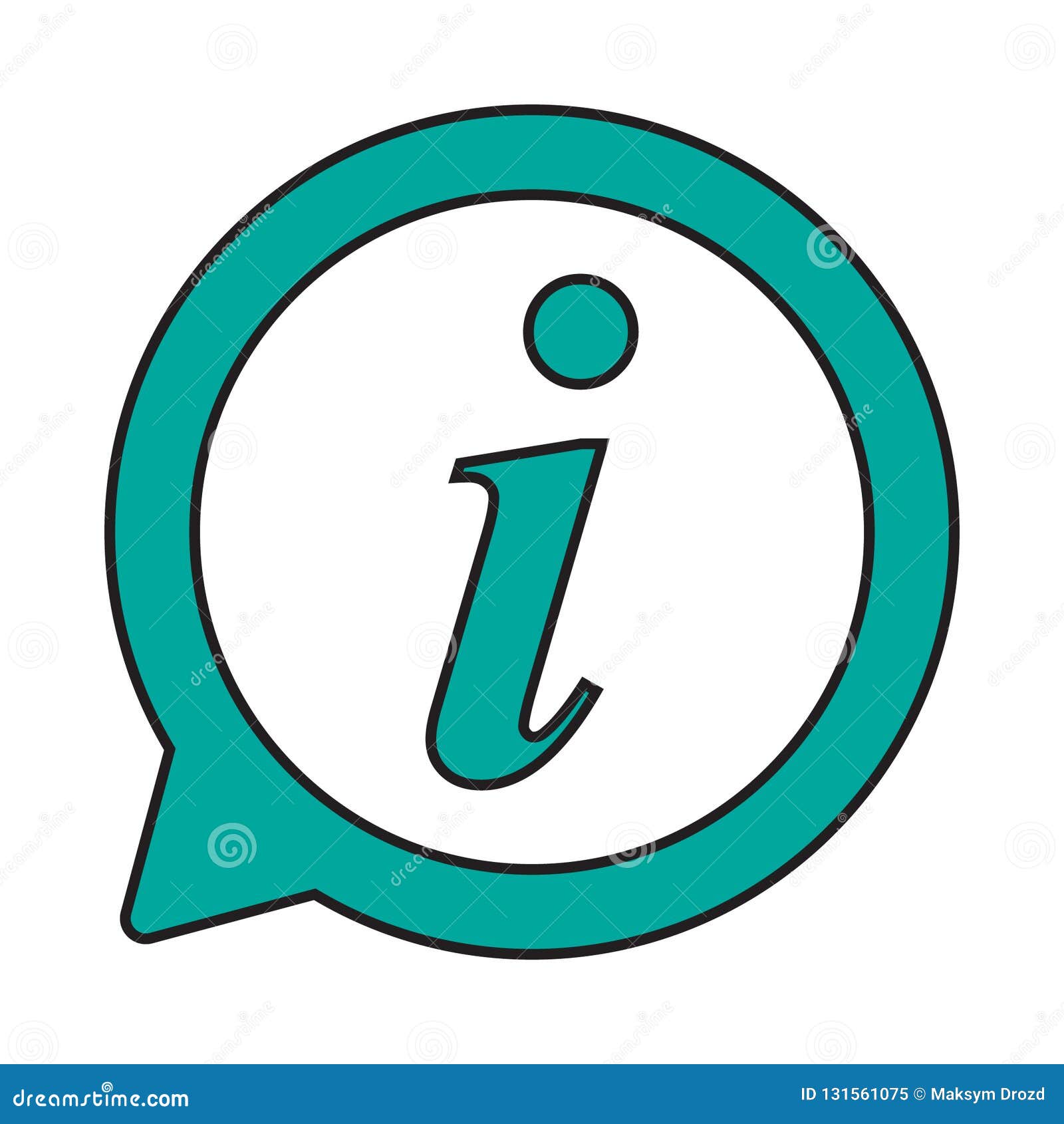 Icona di informazioni, icona del segnale di informazione Simbolo del fumetto di informazioni Segno il vettore con lettere Illustrazione di vettore su priorità bassa bianca