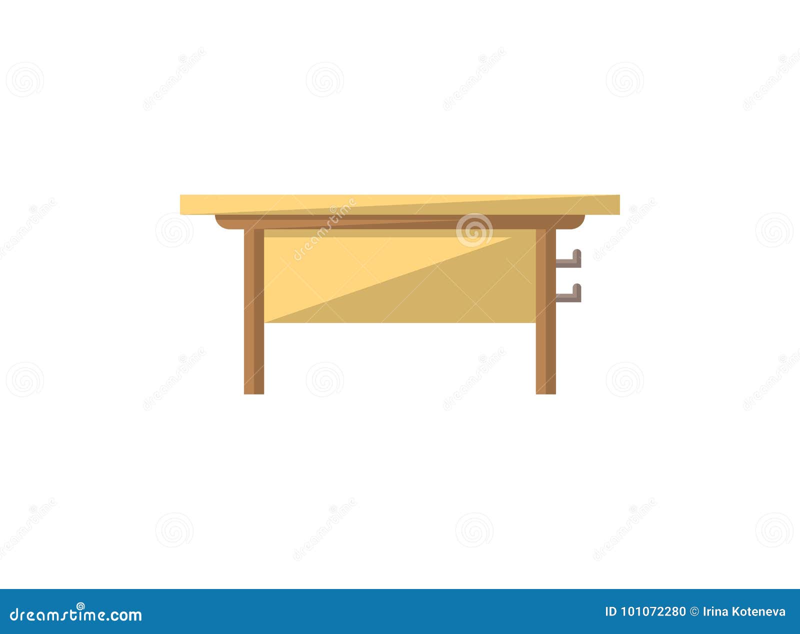 Icona isolata scrittorio della classe nello stile piano Istruisca l'elemento della mobilia dell'aula, illustrazione di vettore della decorazione interna della casa