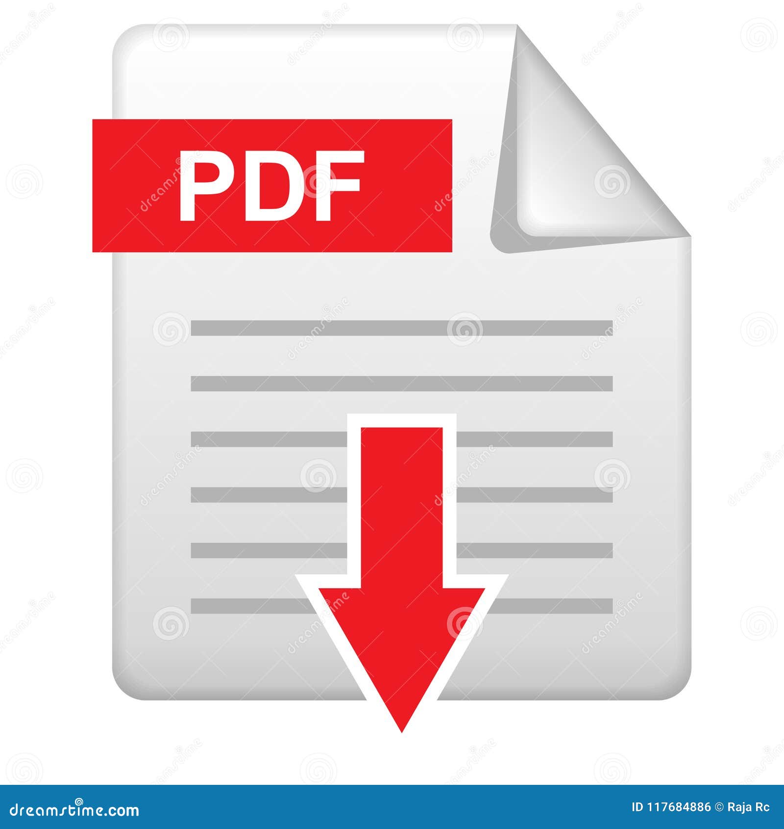 Icona PDF Di Download Su Bianco Illustrazione Vettoriale - Illustrazione di  tasti, scaricare: 117684886