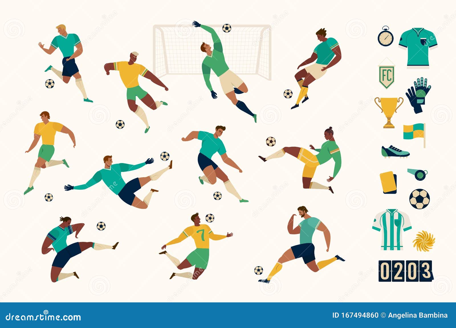 Icone di calcio e di calcio moderne Illustrazione vettoriale