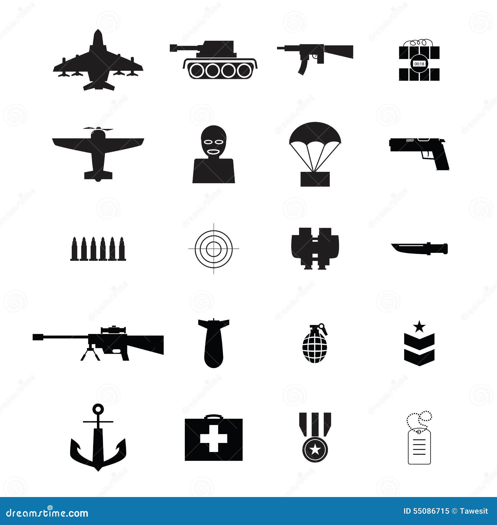 Icone di guerra illustrazione vettoriale. Illustrazione di conflitto