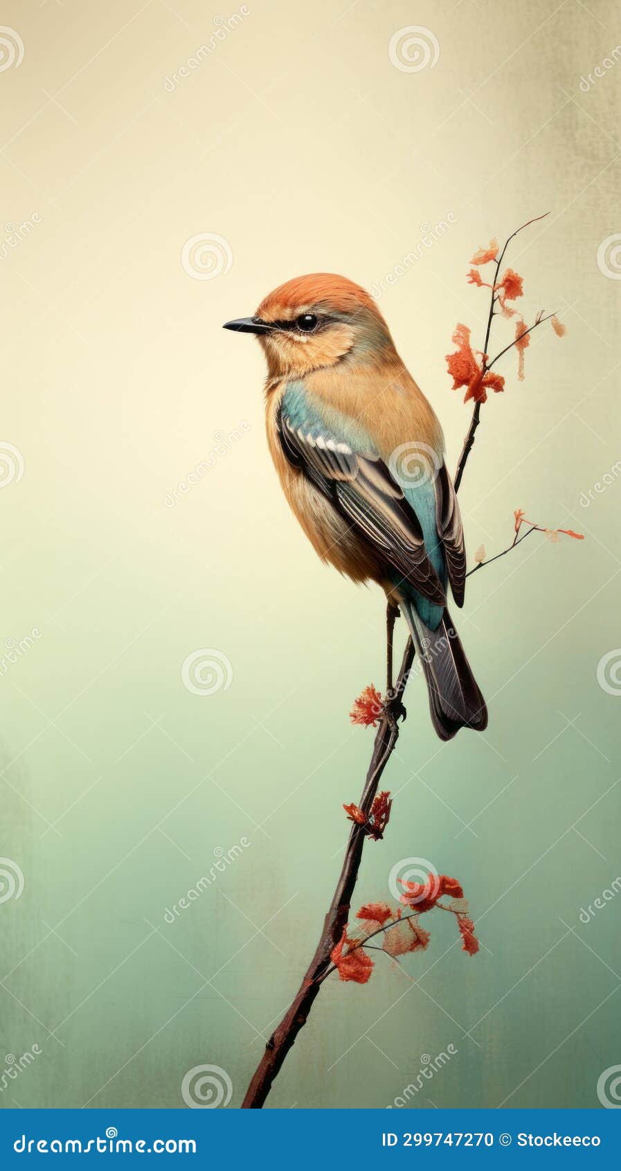 iconic bird perched on branch: flora borsi inspired artwork