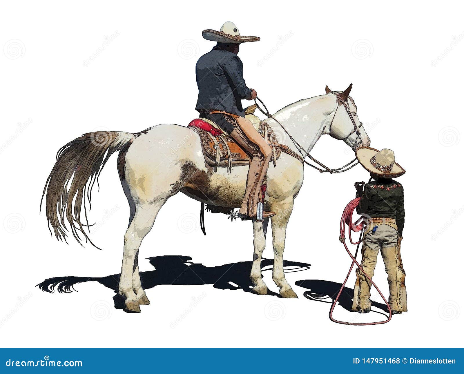 iconic clipart of a little caballero and his dad