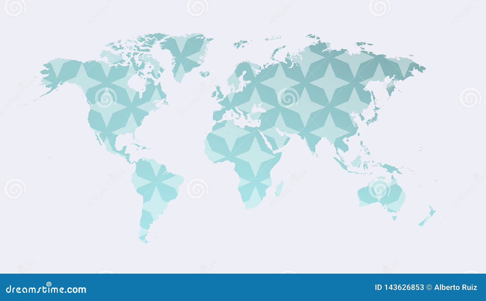 blue map of the world ove with soft stars,
