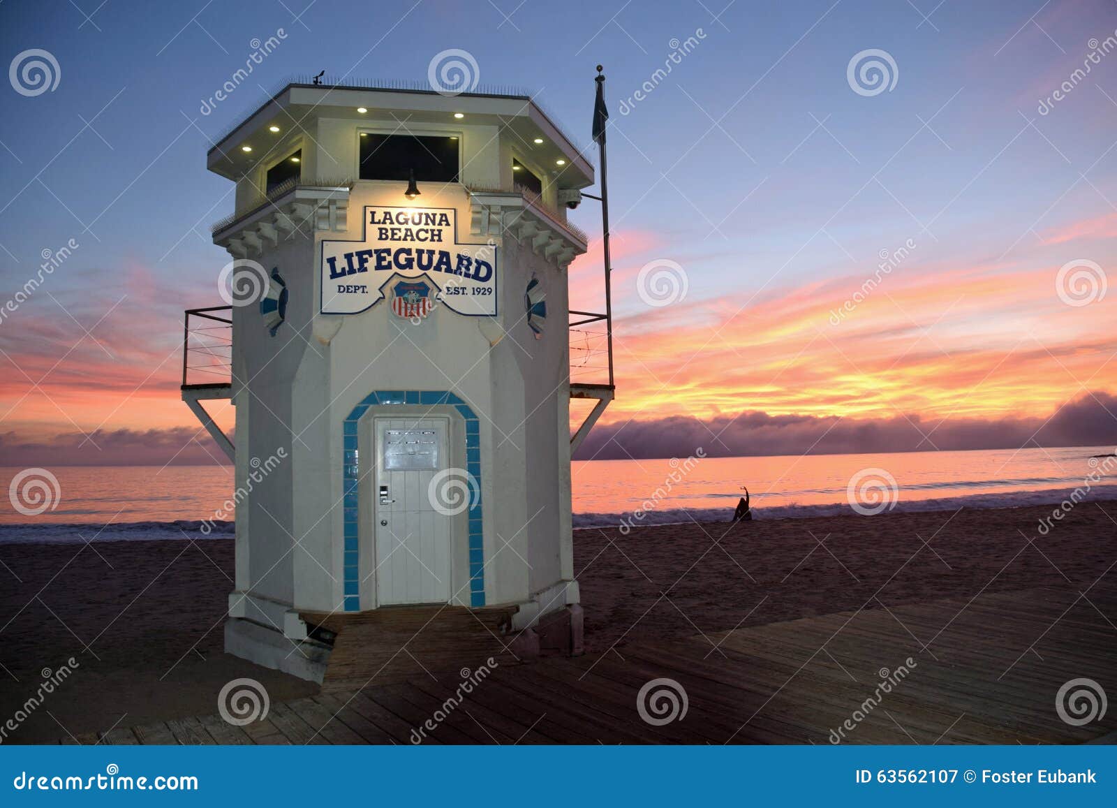 the iconic life guard tower on the main beach of laguna beach, california.