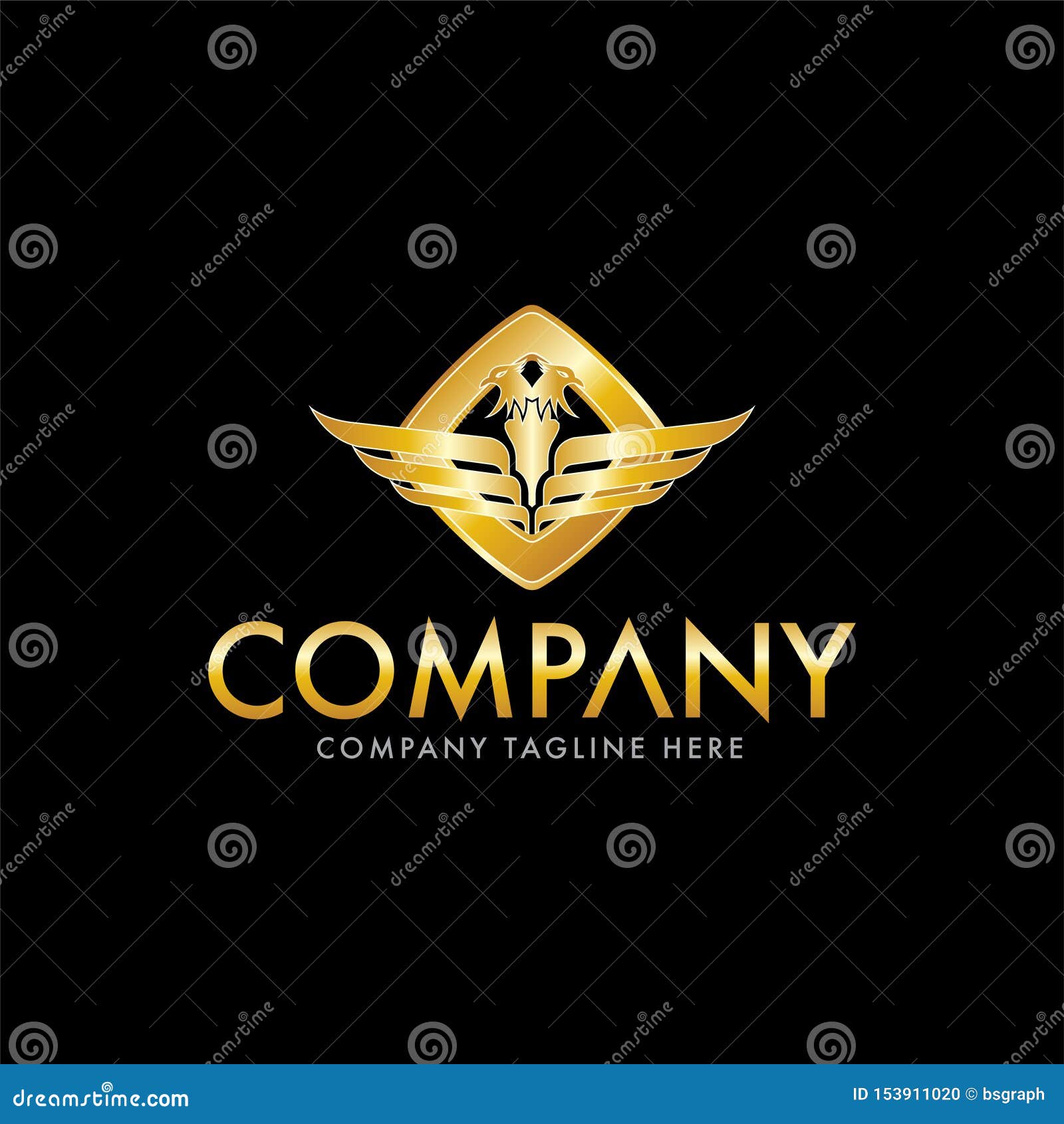 wings and double heat eagle logo  template