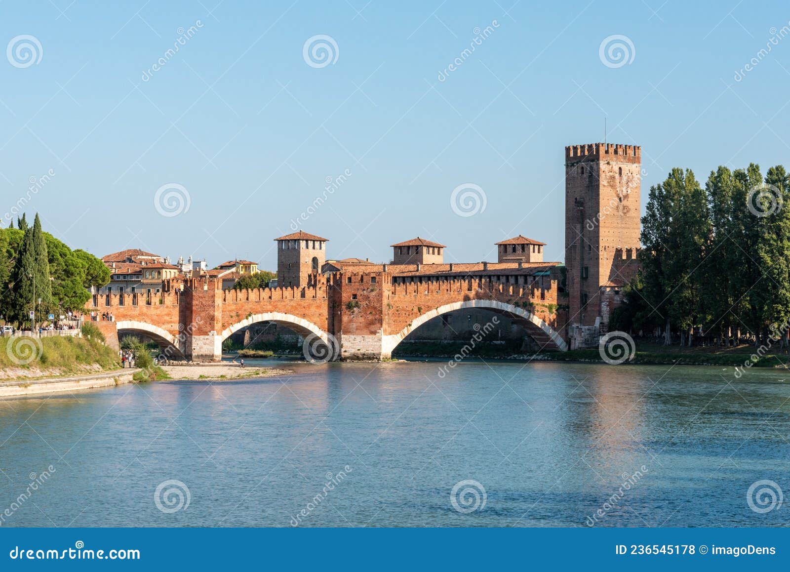 the iconic medieval ponte scaligero in verona crossing the adige river