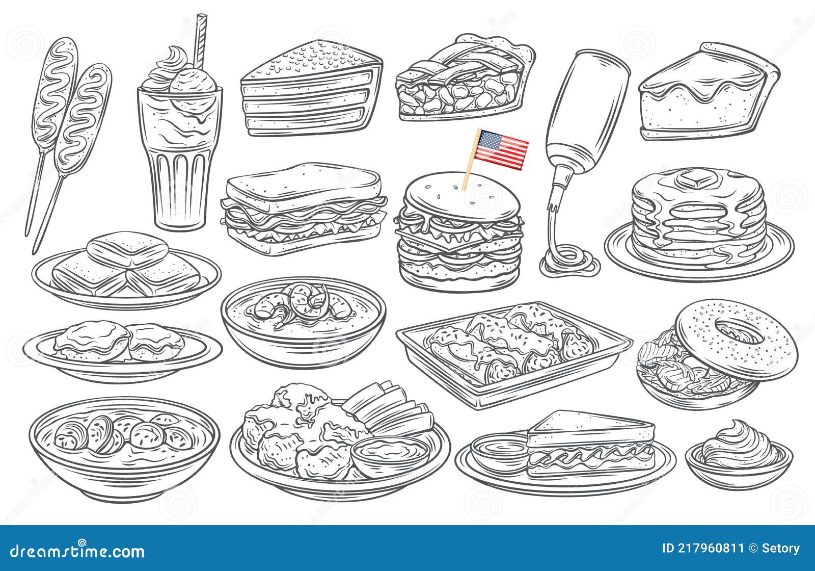 Ilustración De Comida Americana Ilustraciones svg, vectoriales, clip art  vectorizado libre de derechos. Image 177810643