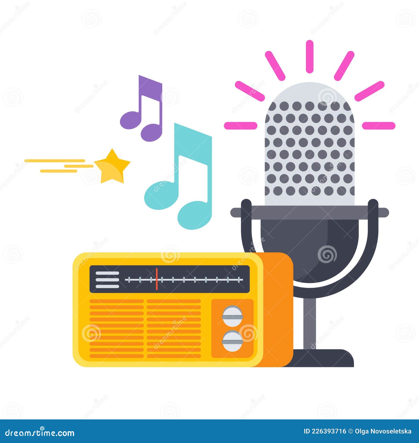 Icono De Anuncios De Radio. Micrófono Radio Y Receptor Ilustración del Vector - de audio, vocal: 226393716