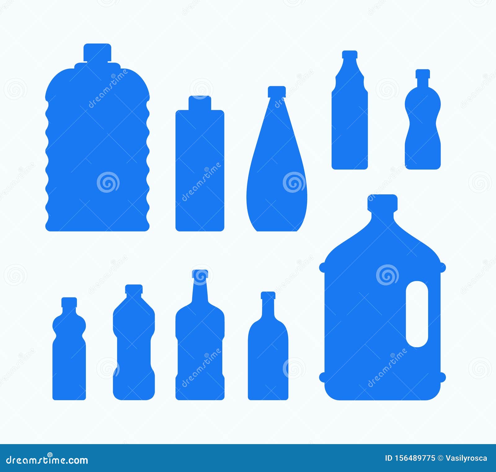Icono De Botella De Agua De PlÃ¡stico. BebÃ© De Recipiente LÃquido Azul,  Juego De Silueta Del Frasco. Botellas De Dibujos Animado Ilustración del  Vector - Ilustración de salud, gota: 156489775