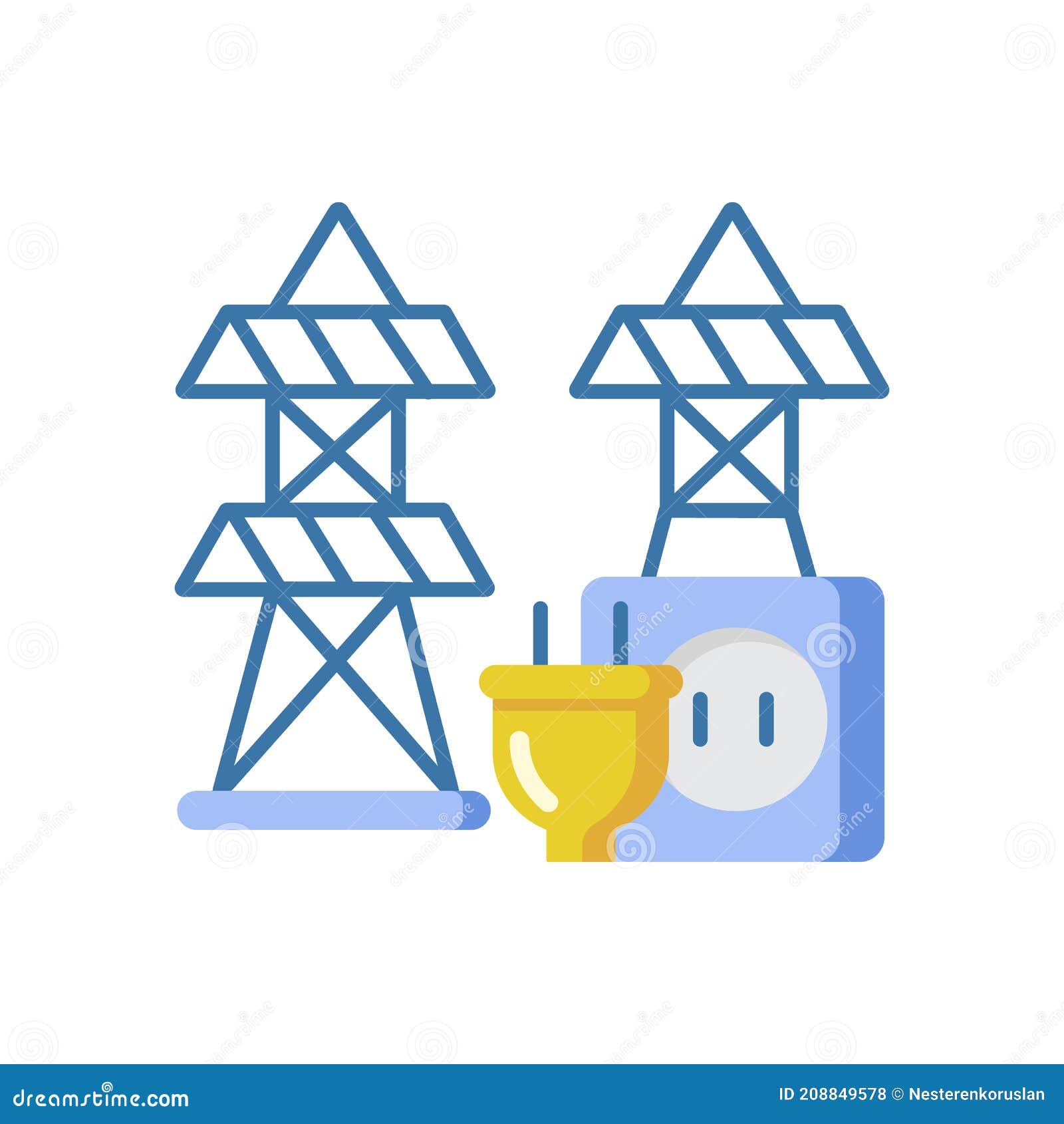 Icono De Color Plano Vectorial De La Estación De Energía Eléctrica  Ilustración del Vector - Ilustración de plano, generador: 208849578