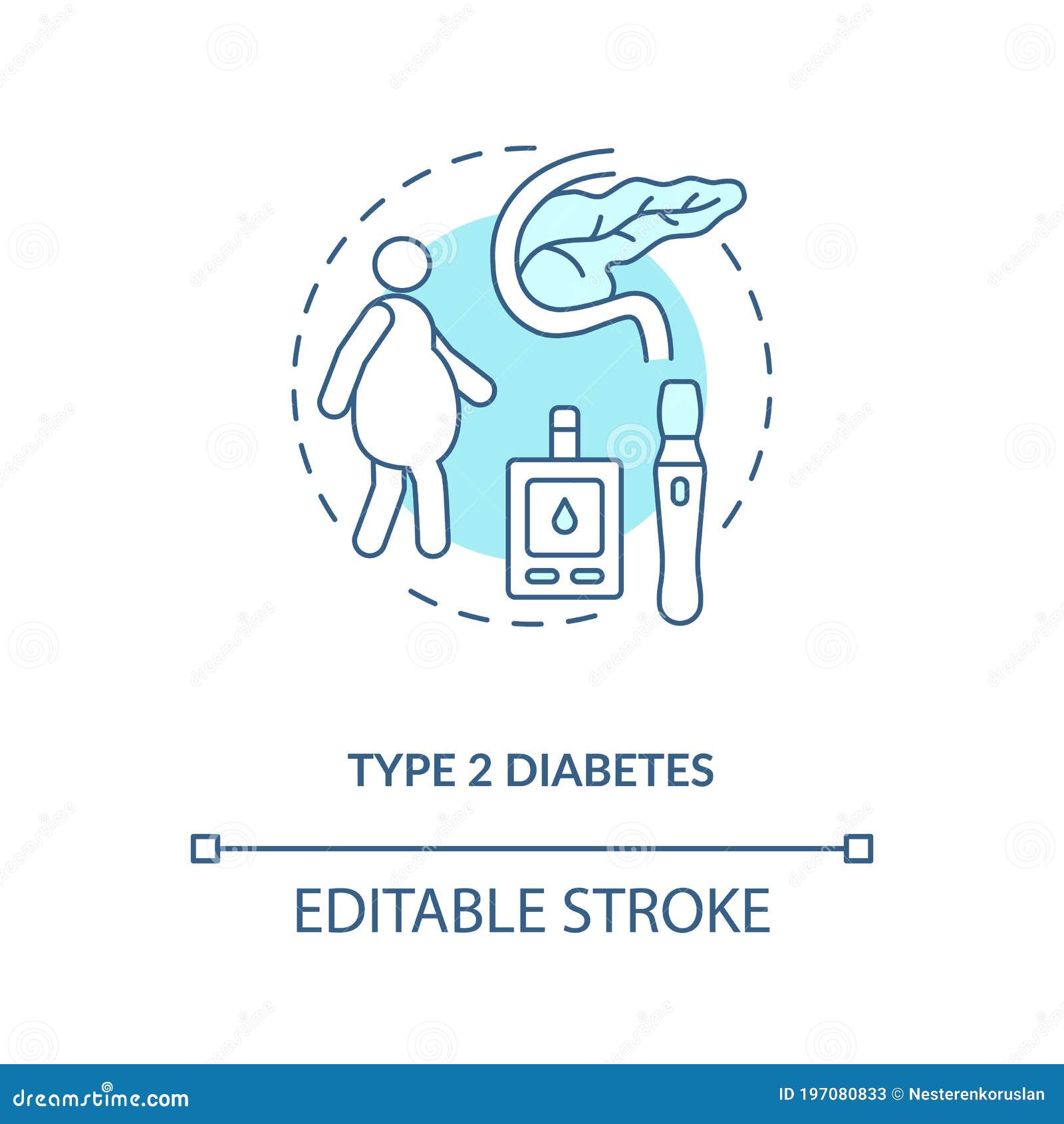 Icono De Concepto De Diabetes Tipo 2 Ilustración del Vector - Ilustración  de icono, insulina: 197080833