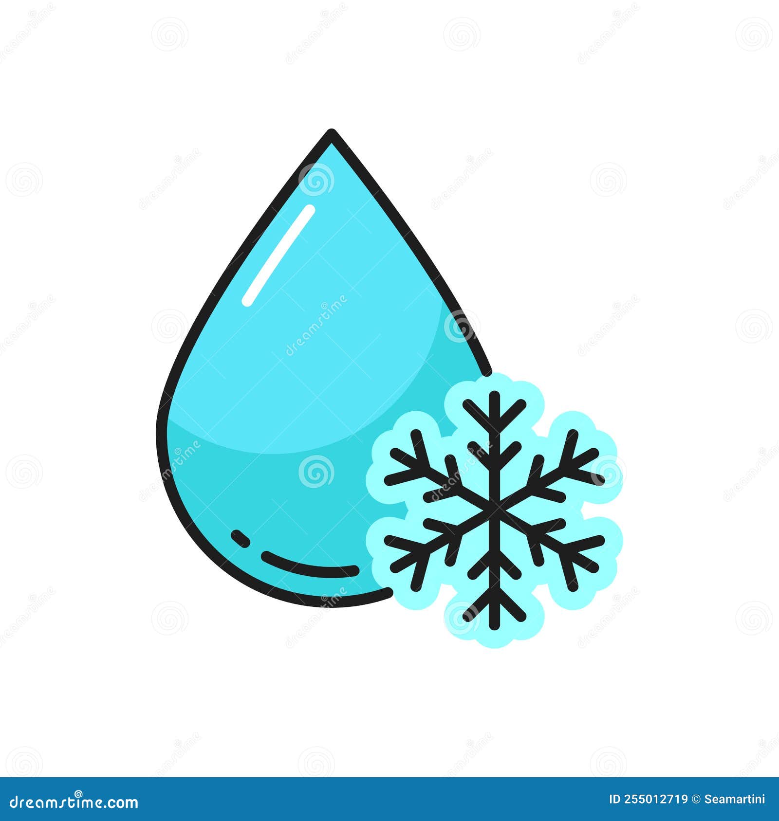 Icono De Contorno De Copo De Nieve Y Caída De Agua Azul Stock de  ilustración - Ilustración de muestra, frialdad: 255012719