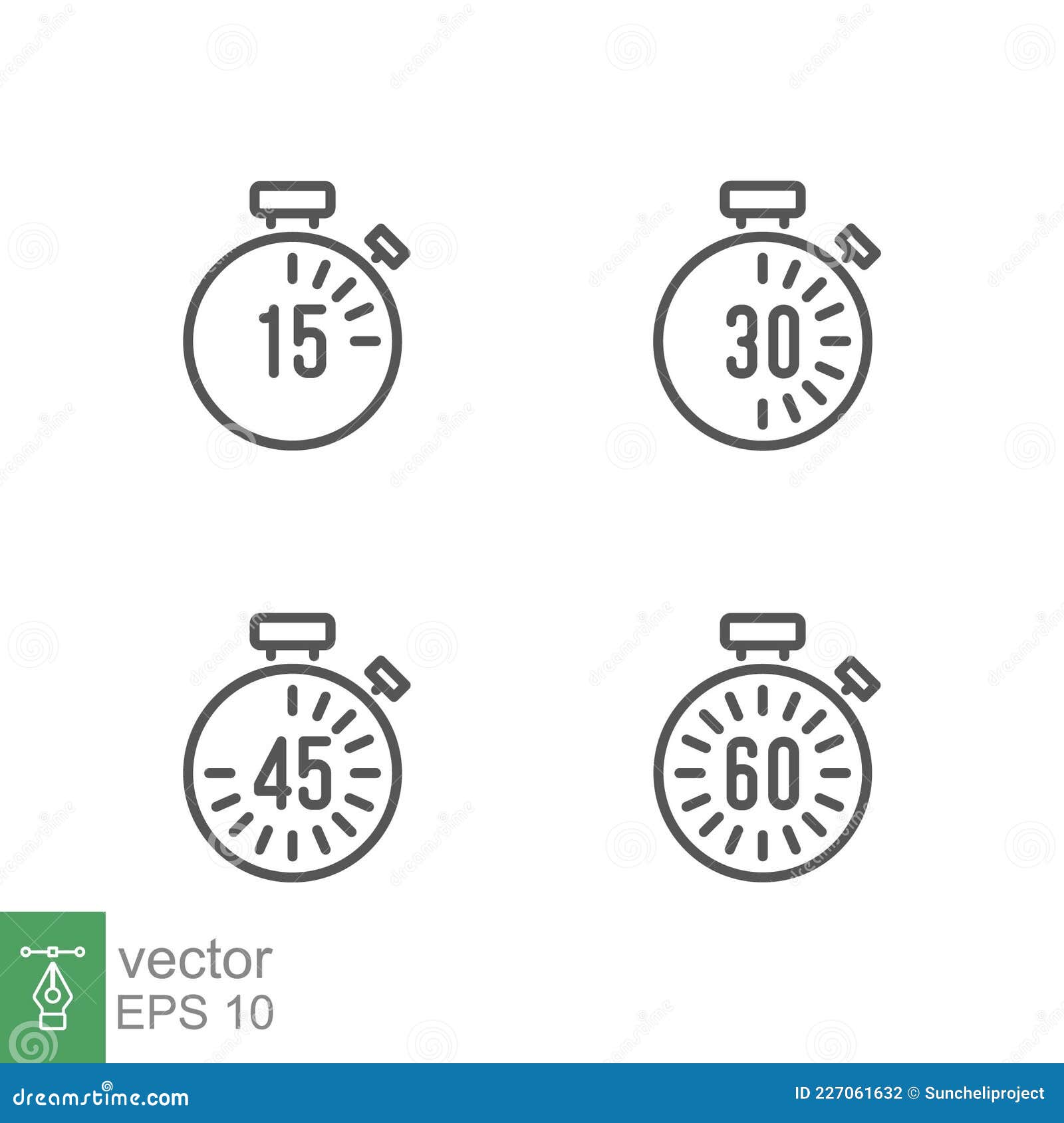 Icono De Cronometro Por Cada 15 Minutos. Ajuste De Fecha Limite De Temporizador Analogico De Cuenta Regresiva Ilustracion del Vector Ilustracion de hora medida 227061632