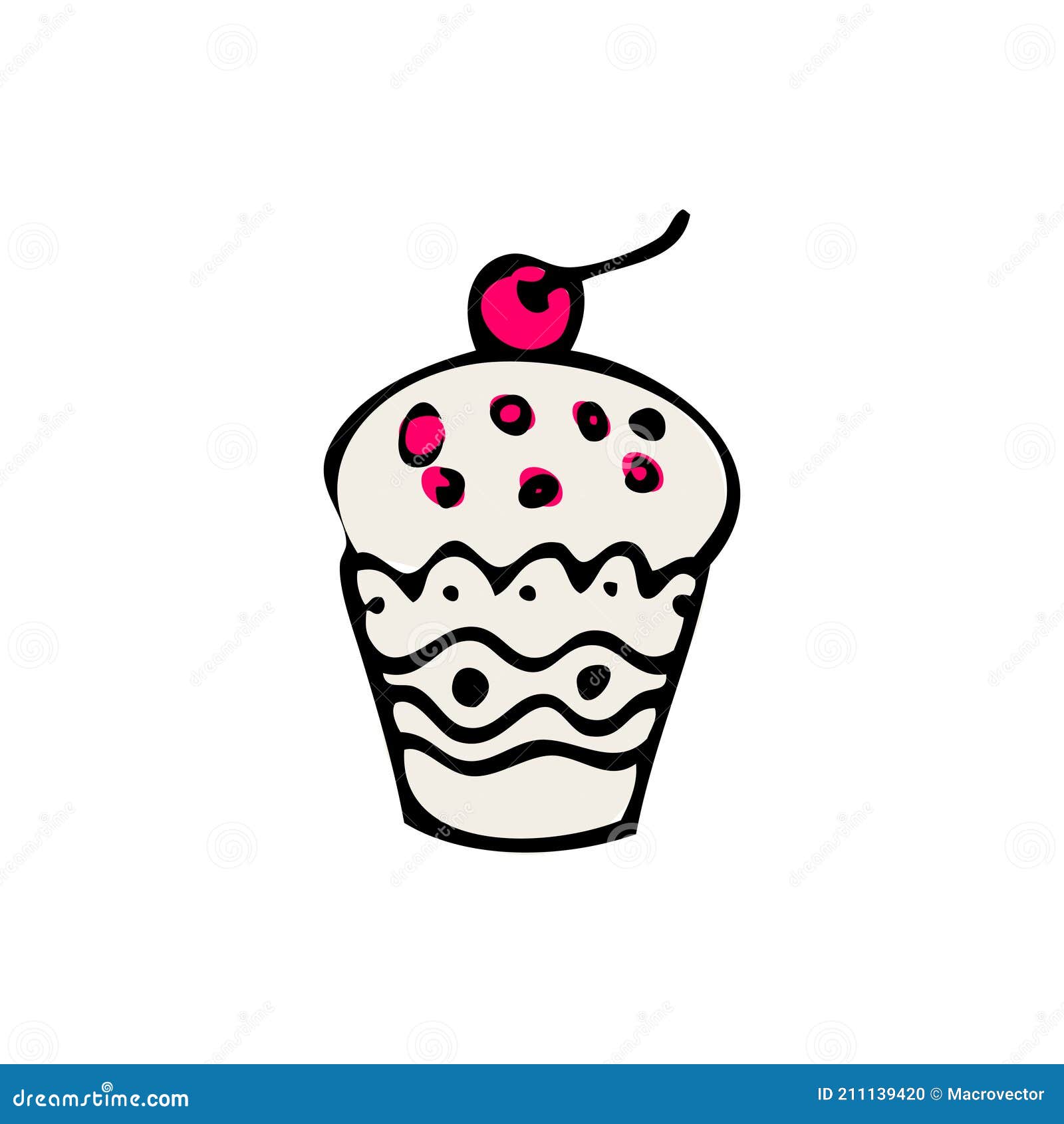 Icono de cupcake doodle ilustración del vector. Ilustración de concepto