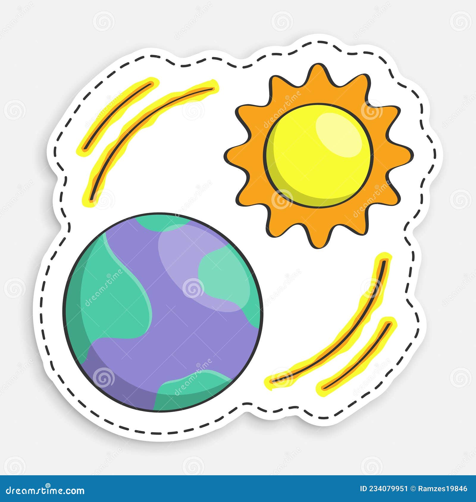 Icono De Dibujos Animados De Doodle Sun Brilla En El Planeta Tierra.  Estaciones Cambiantes En El Planeta. Calentamiento Global. Au Ilustración  del Vector - Ilustración de corte, seguridad: 234079951