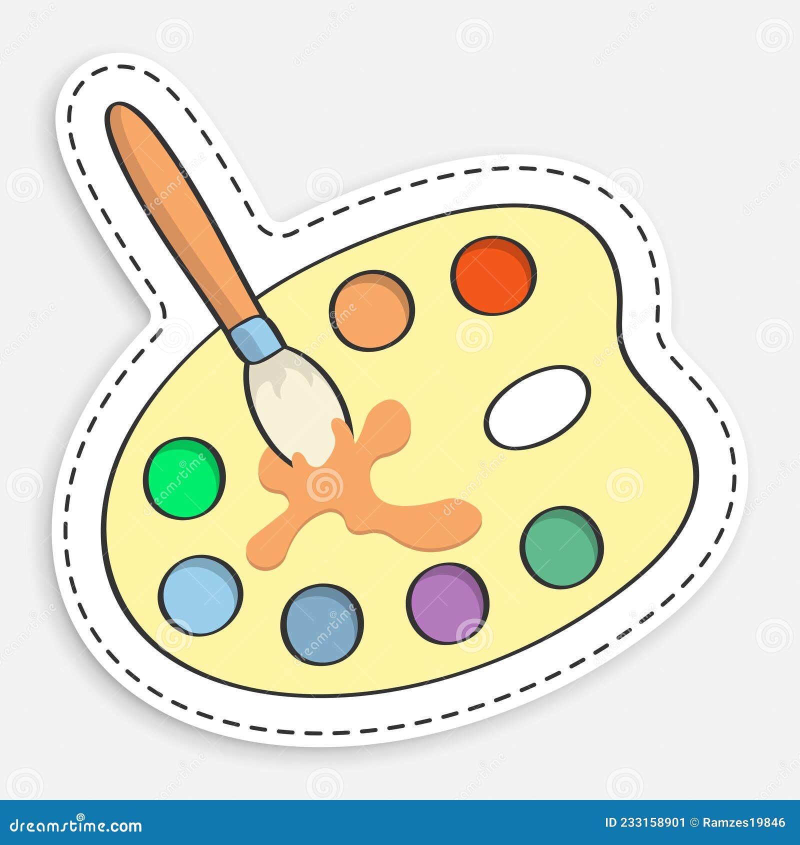 Icono De Dibujos Animados De Paleta De Doodle Con Acuarelas Y Pincel  Multicolores. Papelería Para La Escuela. Vector Aislado En Fo Ilustración  del Vector - Ilustración de pintura, pegamento: 233158901