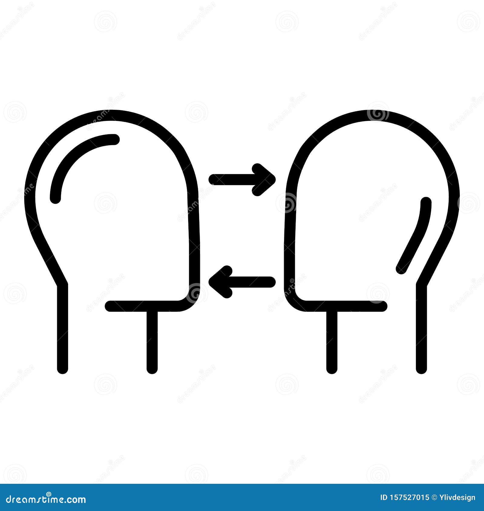 Icono De Dos Cabezas Y Flechas, Estilo De Esquema Ilustración del