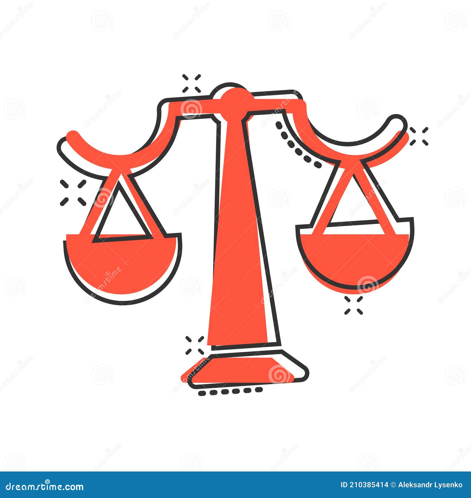 Icono De Equilibrio De Escala En Estilo Cómico. Justicia Dibujos Animados  Vector Ilustración Sobre Fondo Aislado Blanco. Efecto De Ilustración del  Vector - Ilustración de judicial, justicia: 210385414