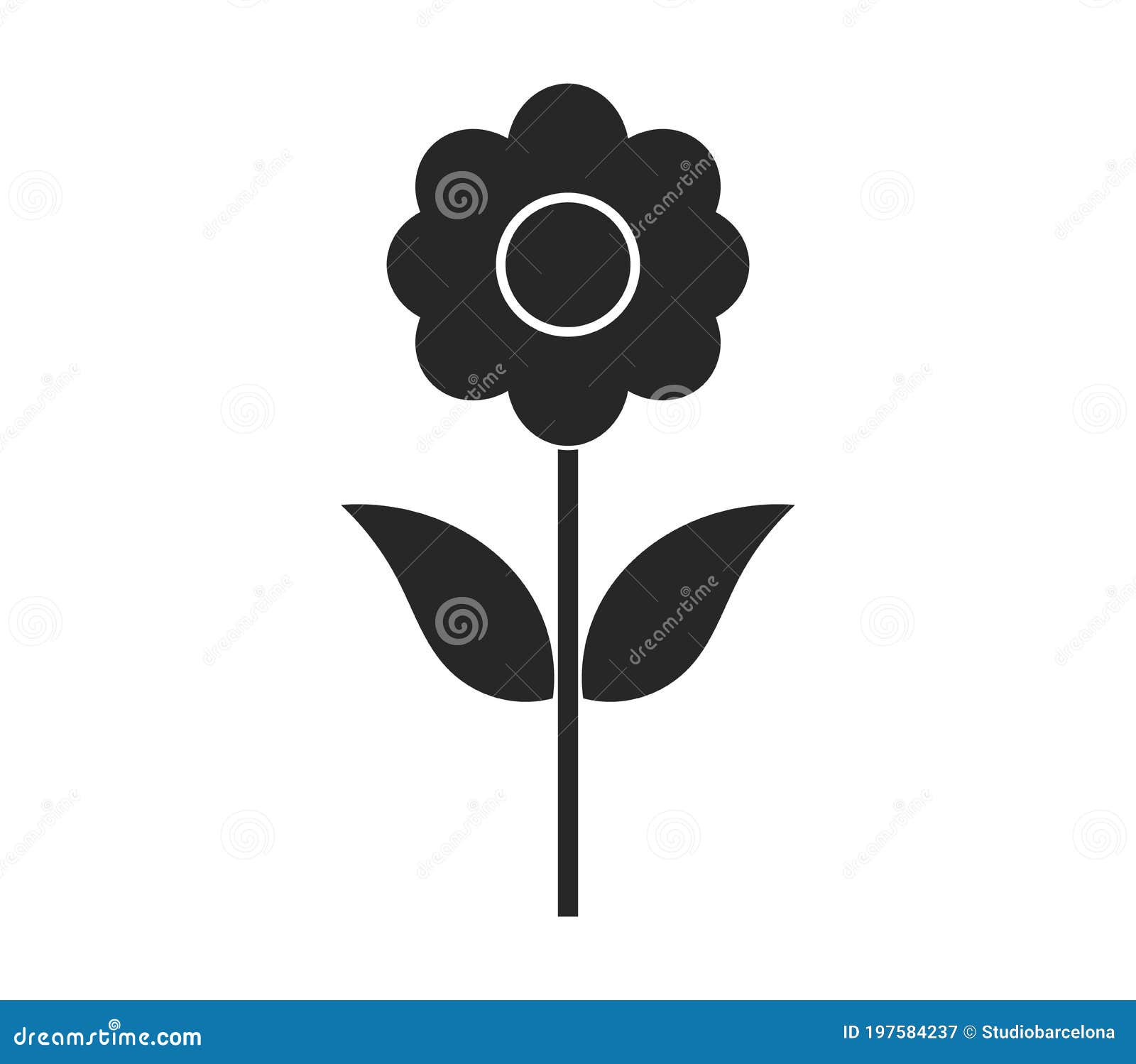 Icono de flor negra ilustración del vector. Ilustración de gris - 197584237