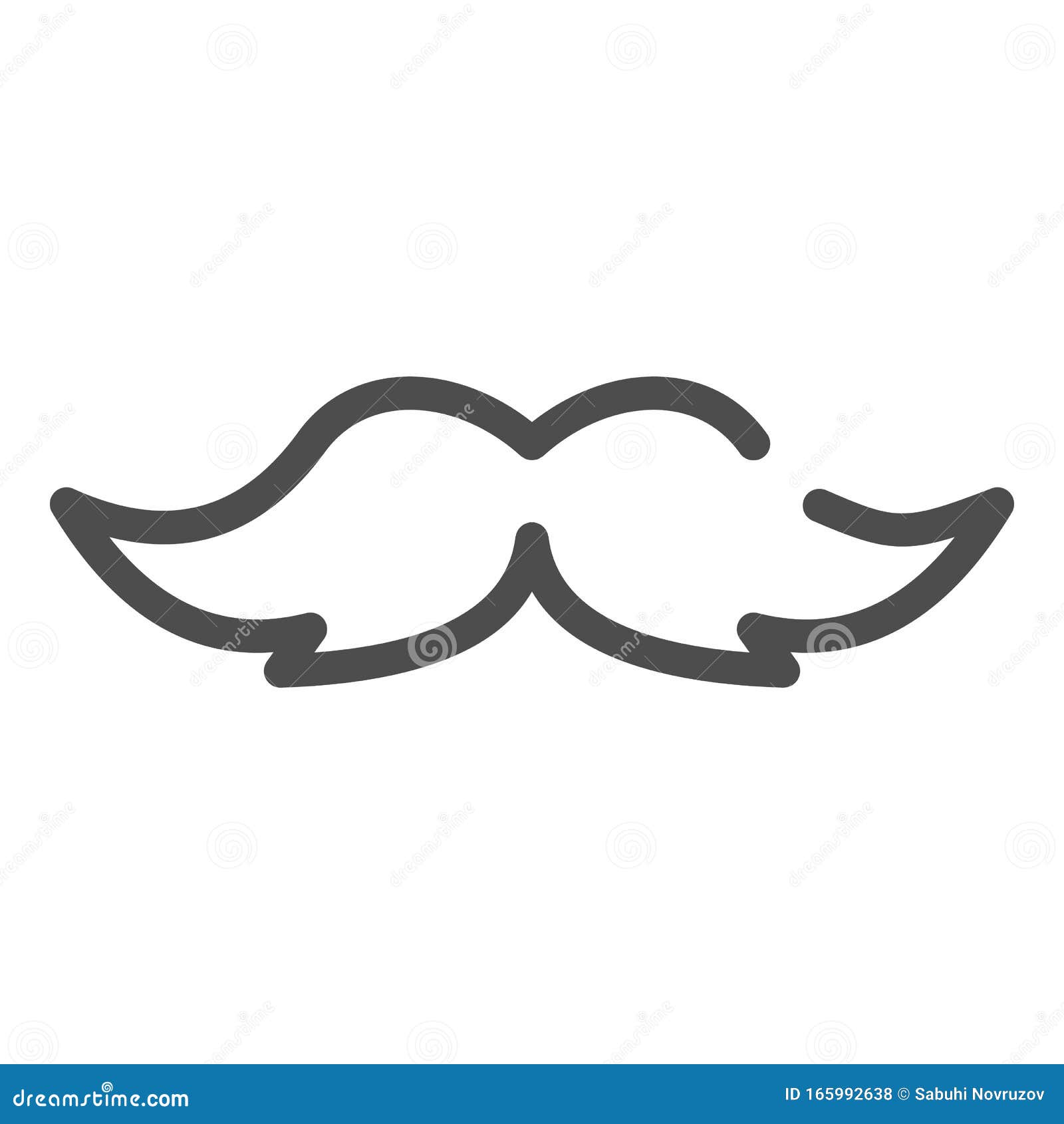 Icono plano cara con bigote estilo kawaii en fondo blanco Stock Vector