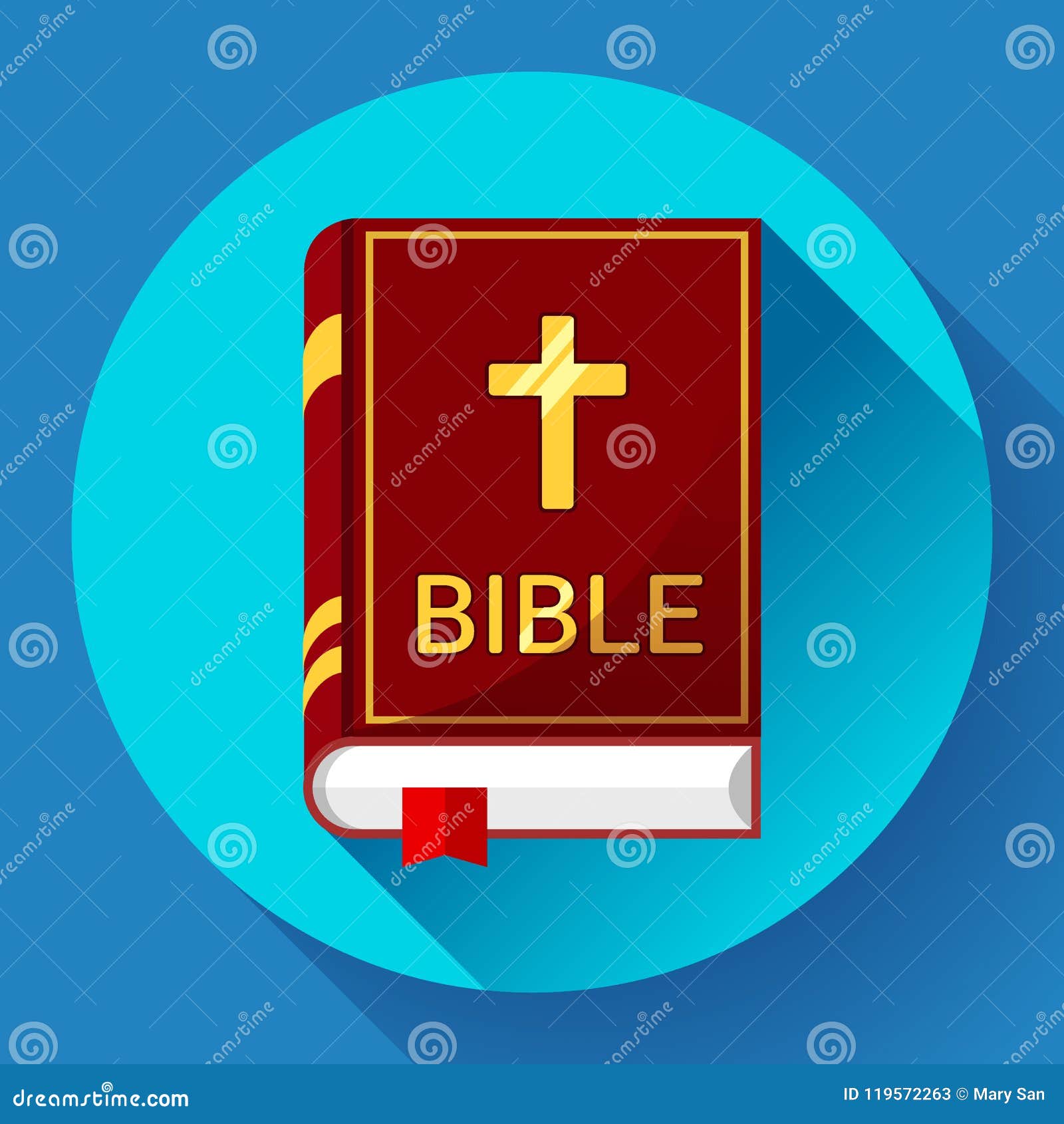 Icono De La Biblia Con La Sombra Larga Ilustración del Vector