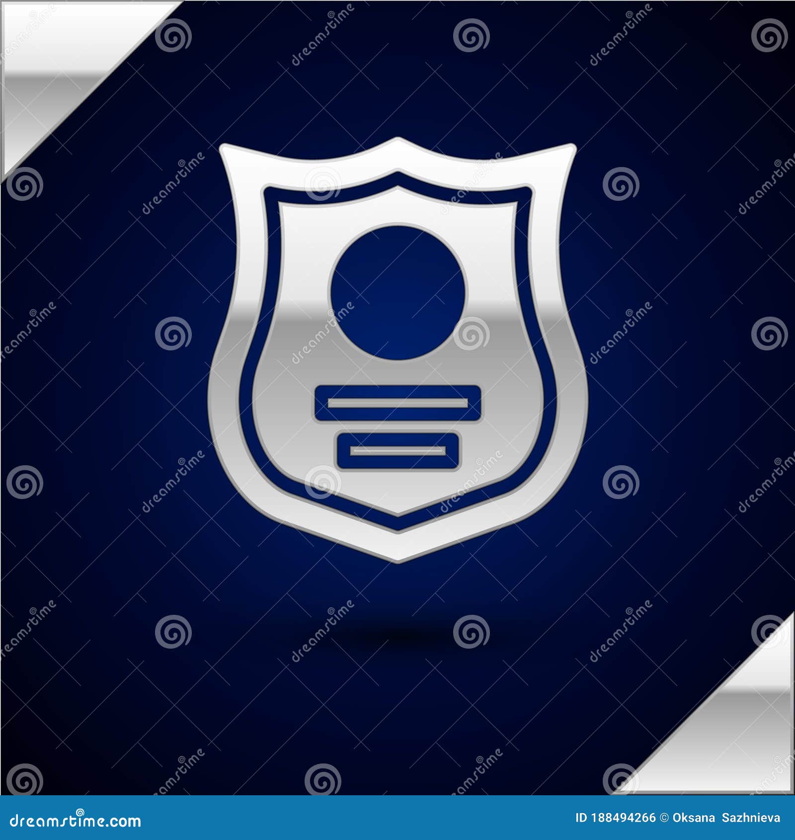 Icono De La Placa De La Policía Plateada Aislado En Fondo Azul Oscuro.  Signo De Placa De Sheriff. Ilustración Vectorial Ilustración del Vector -  Ilustración de proteja, honestidad: 188494266