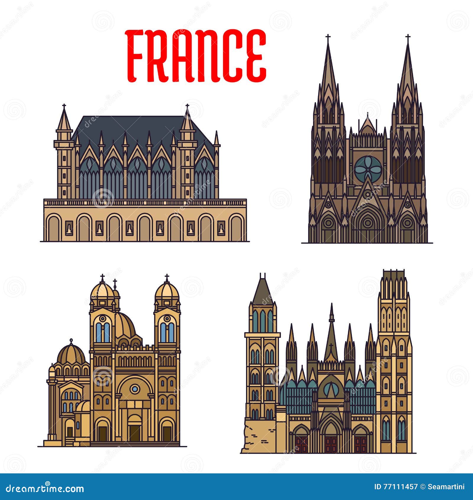 Icono De La Señal Del Viaje Del Francés Con Las Catedrales Góticas  Ilustración del Vector - Ilustración de fino, ciudad: 77111457