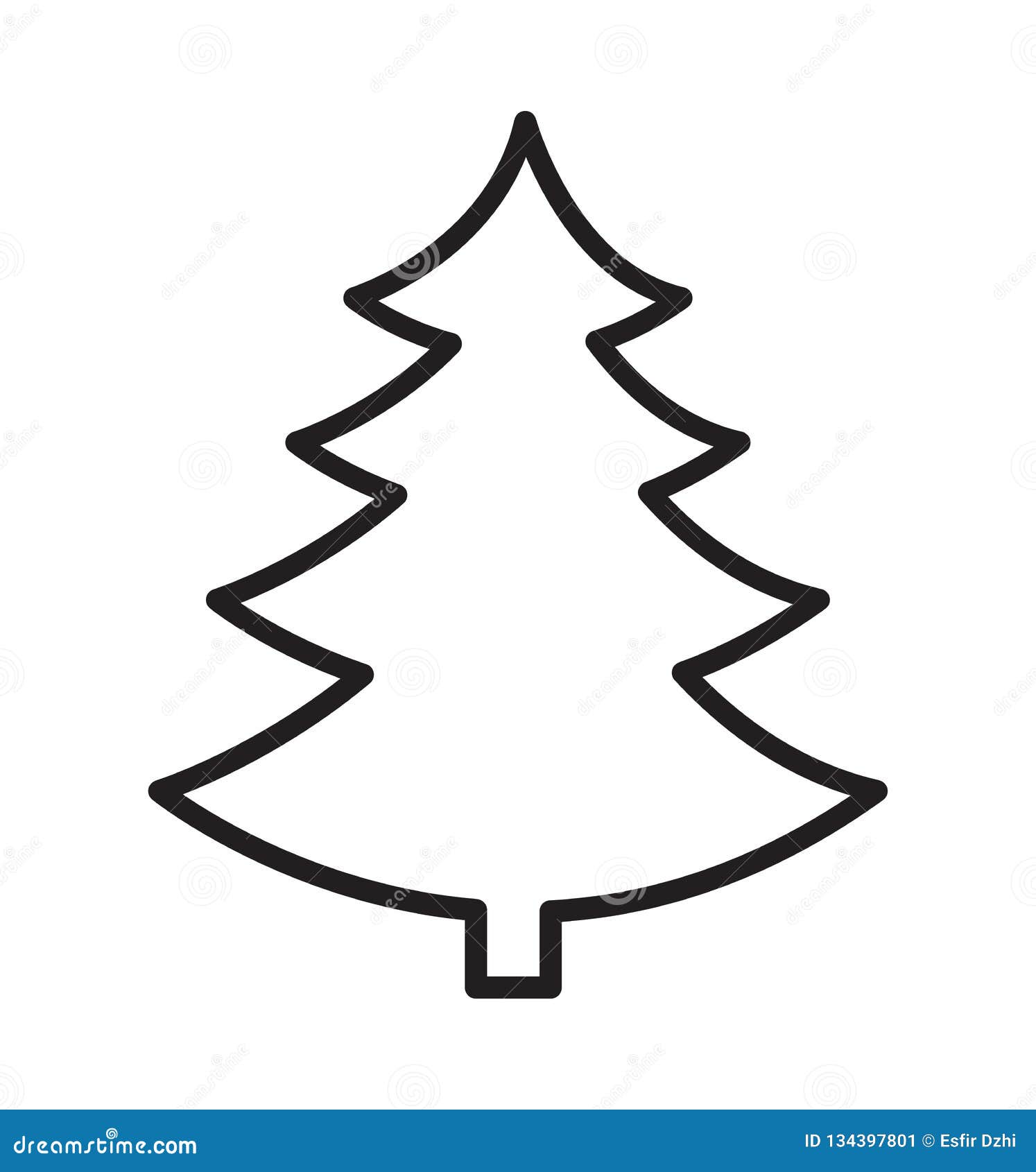 Icono De La Silueta Del Vector Del árbol De Navidad Del Esquema Aislado  Completamente En El Fondo Blanco Ilustración del Vector - Ilustración de  nuevo, presente: 134397801