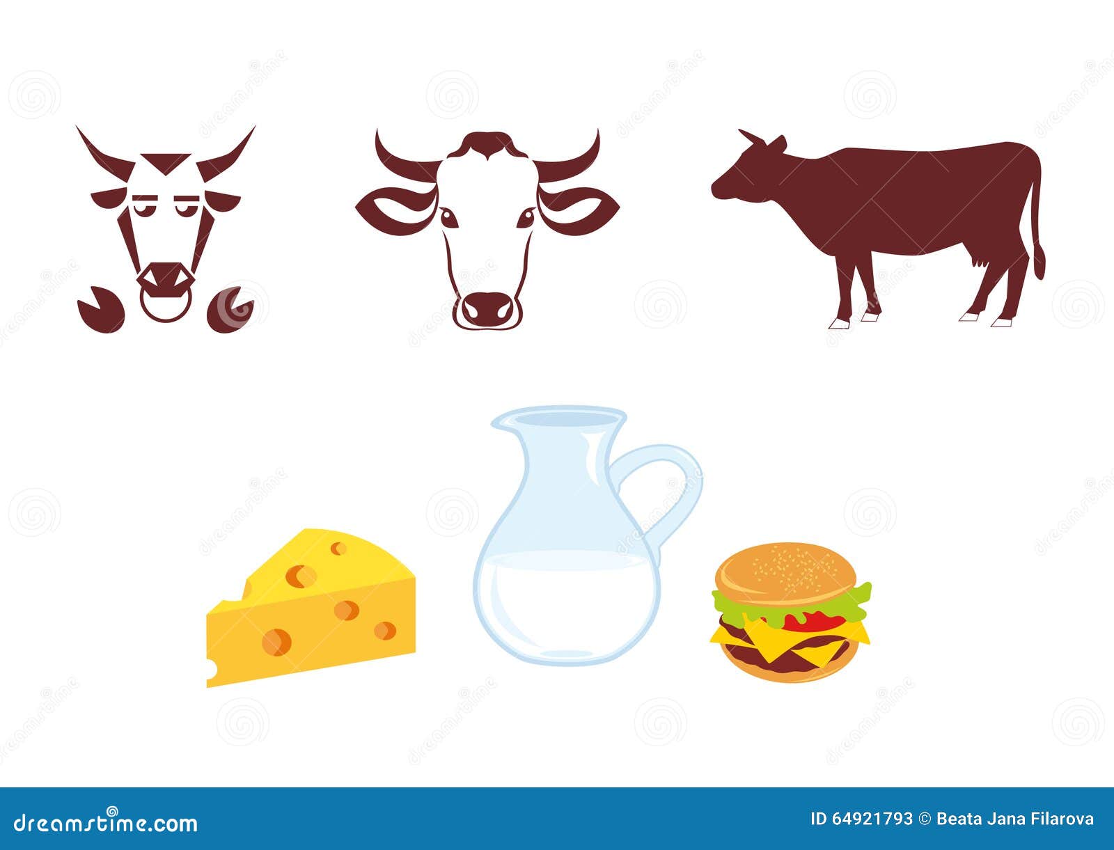 Karu crisis Requisitos Icono De La Vaca Y Productos Lácteos Ilustración del Vector - Ilustración  de horned, rural: 64921793
